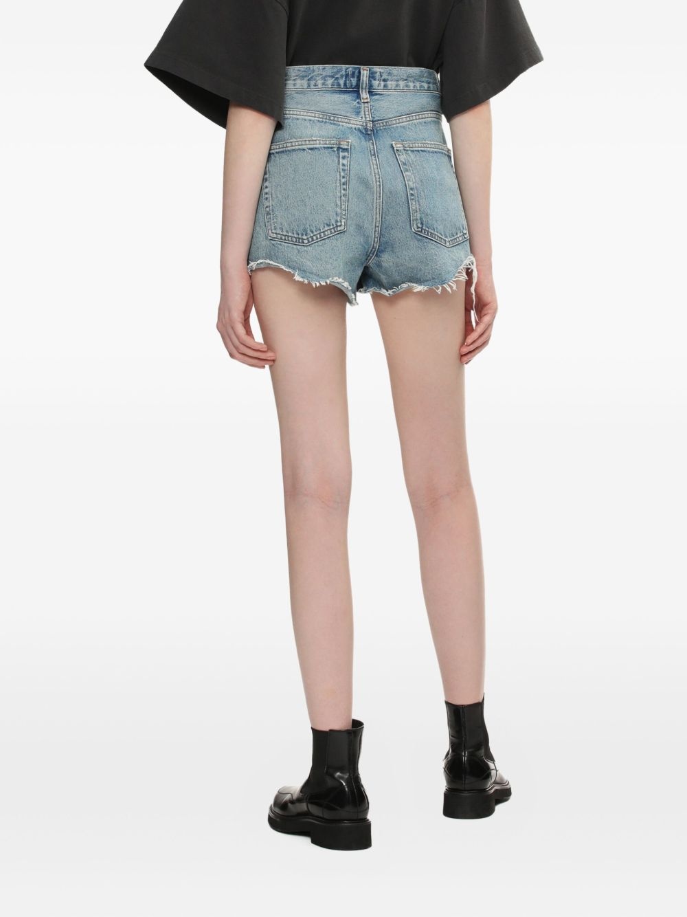 frayed denim shorts - 4