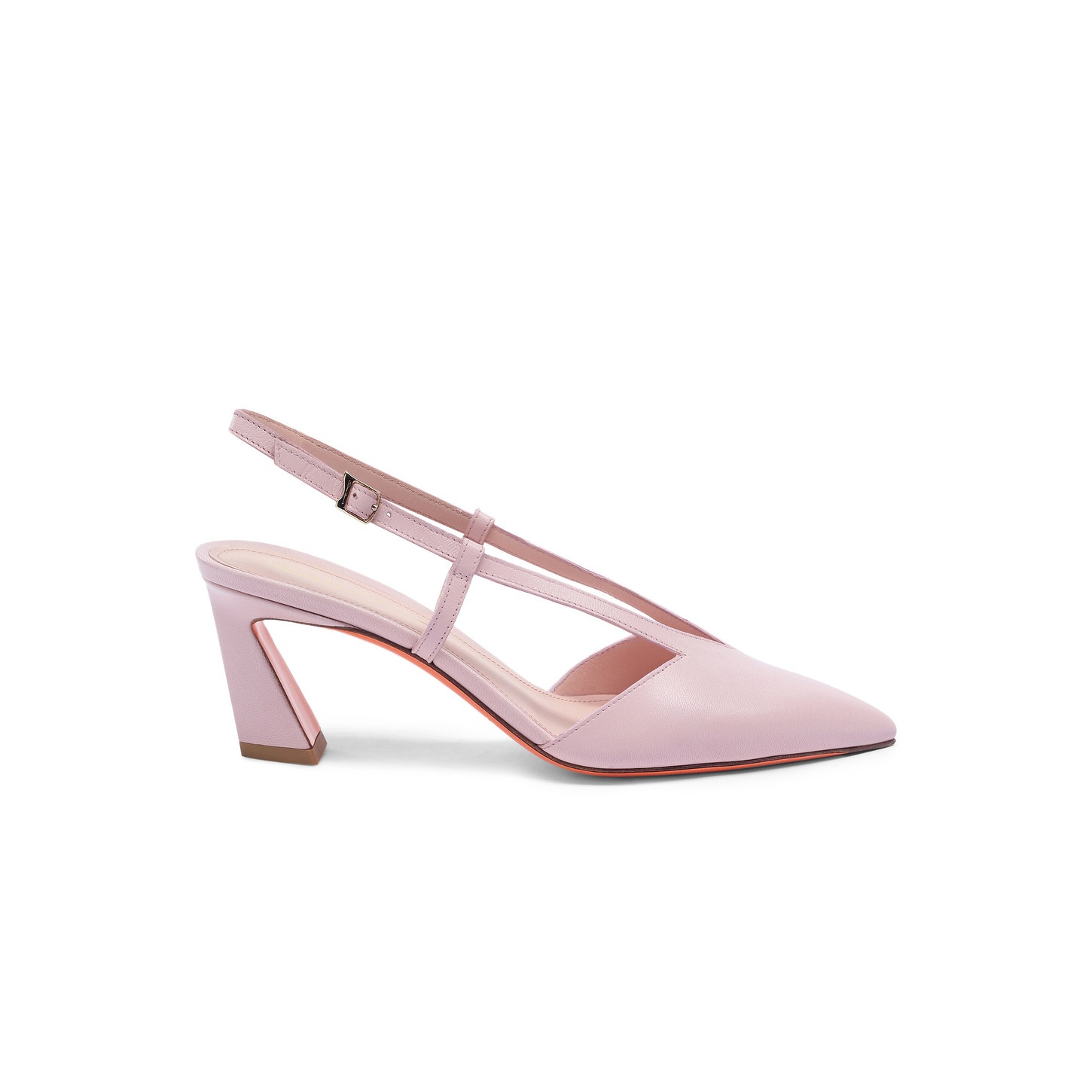 Women's pink leather mid-heel Victoria pump - 1