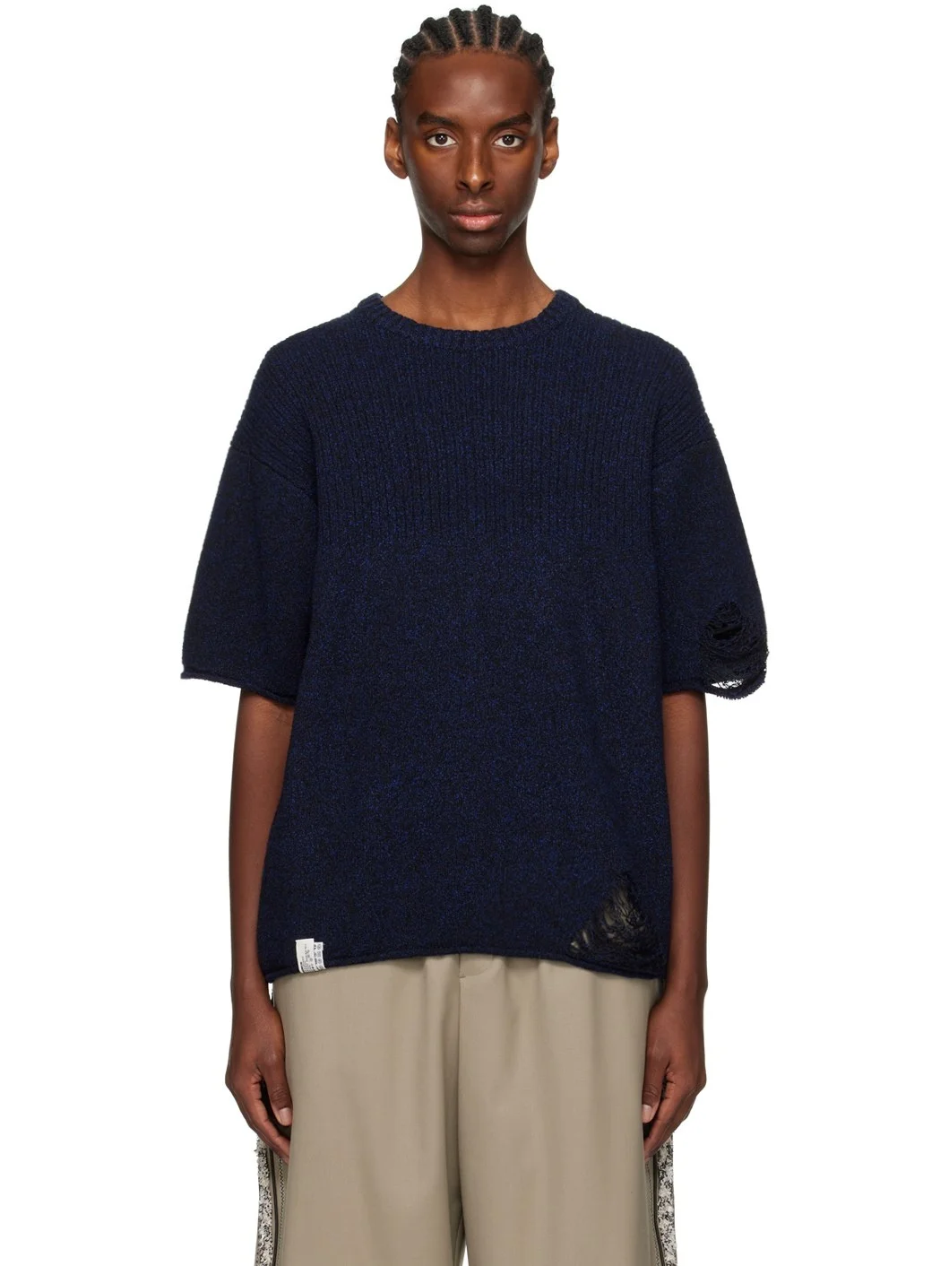 Navy Distressed T-Shirt - 1