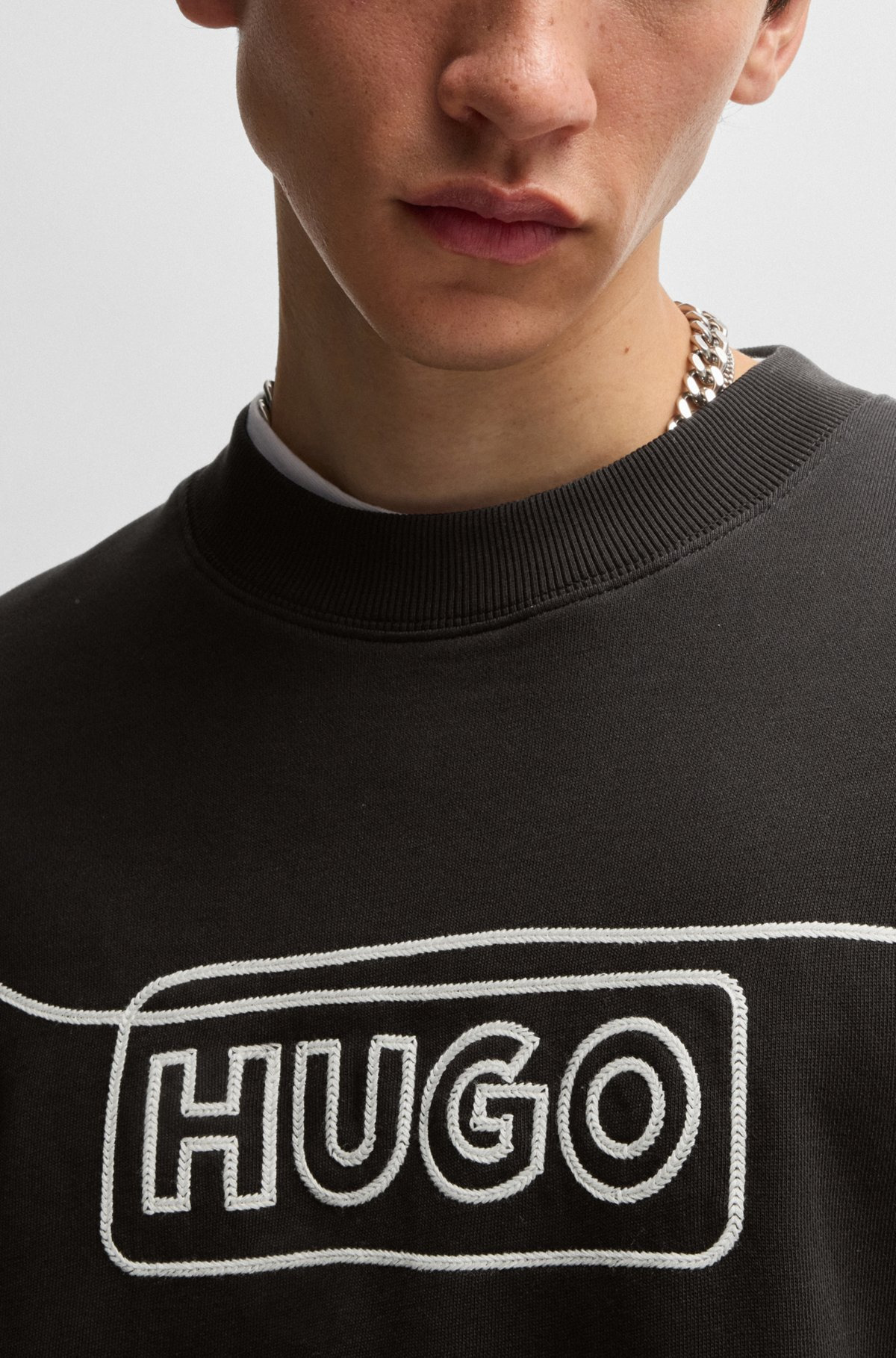 COTTON-TERRY SWEATSHIRT WITH CHAIN-STITCH LOGO - 3