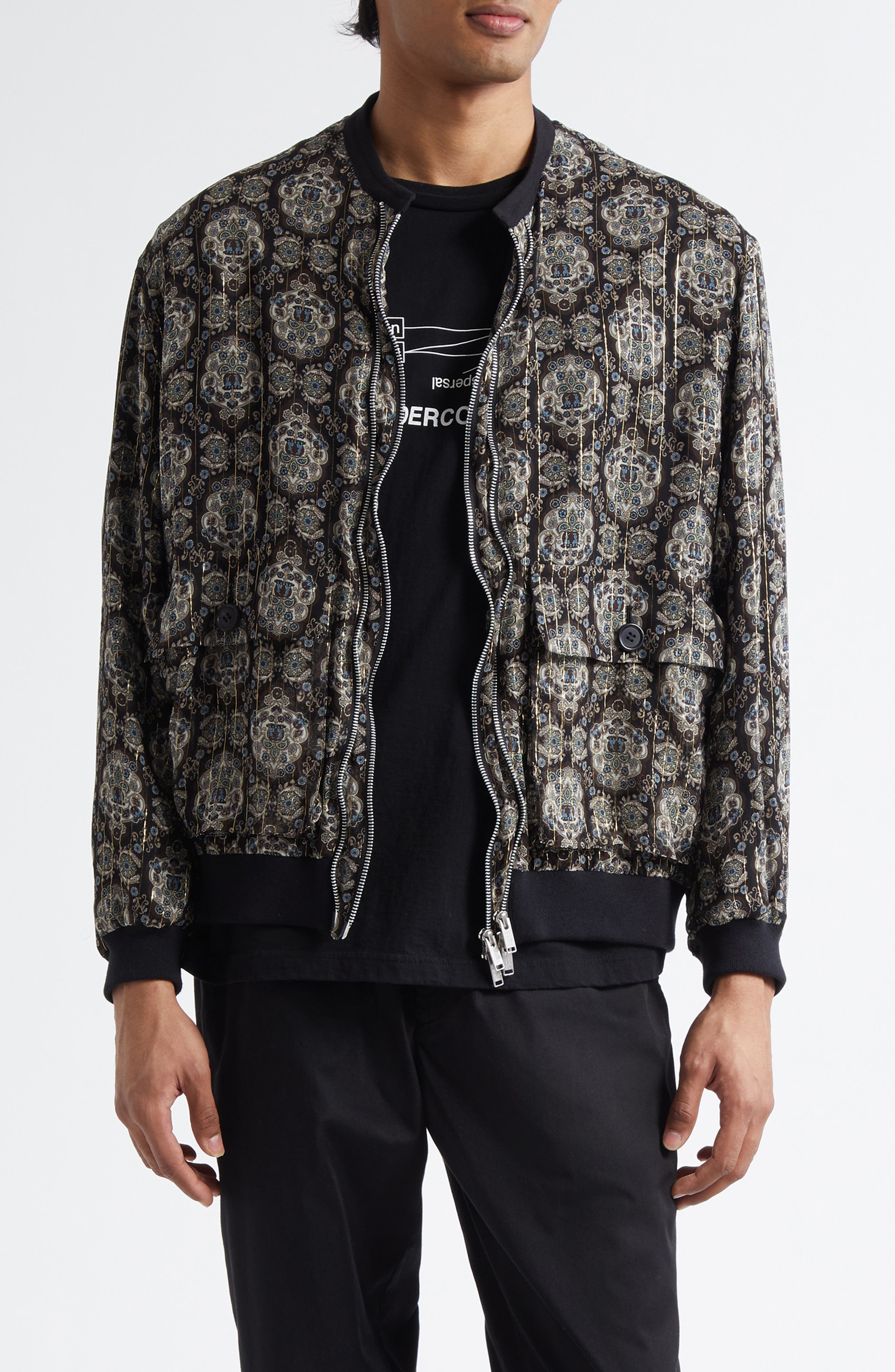Undercover Print Silk Blend Blouson Jacket in Black Base at Nordstrom - 1
