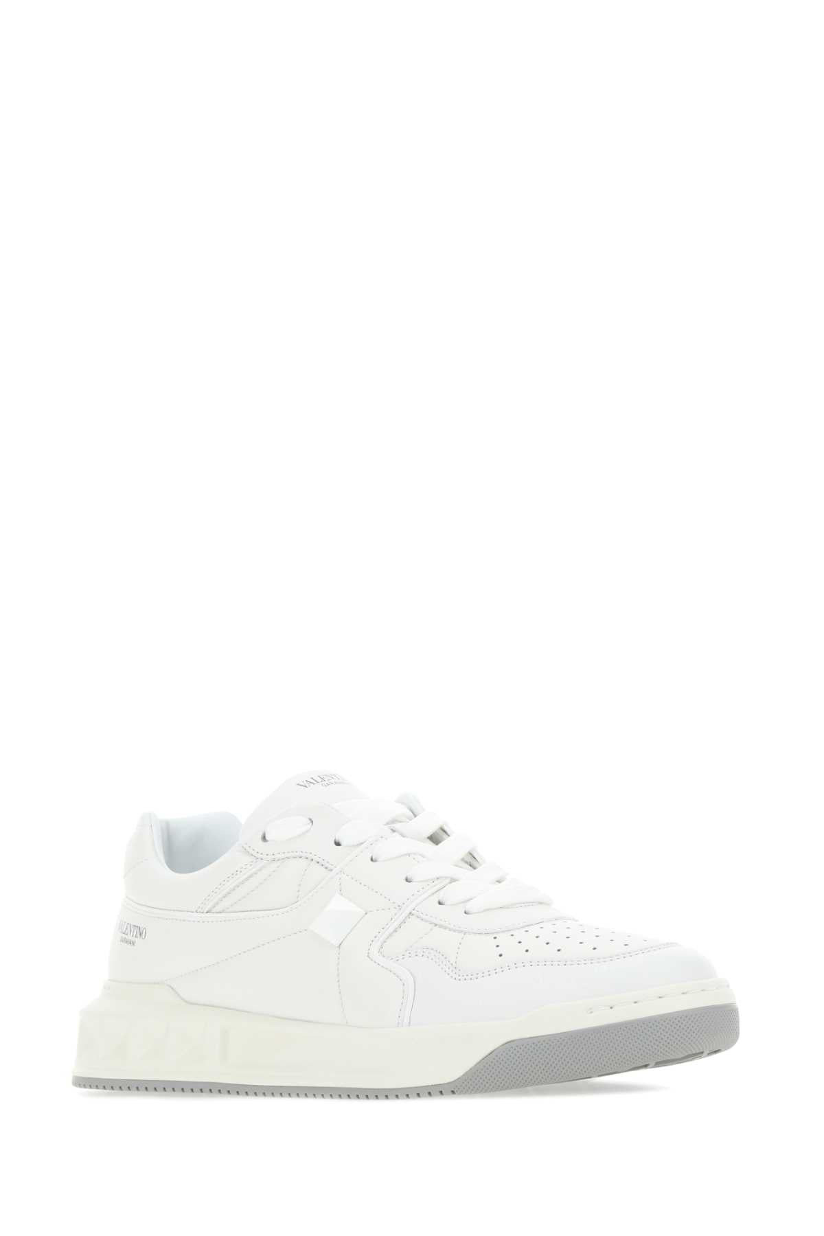 Valentino Garavani Men White Nappa Leather One Stud Sneakers - 2