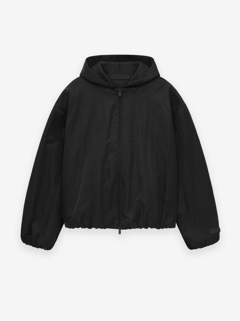 Womens Textured Nylon Hooded Bomber 1