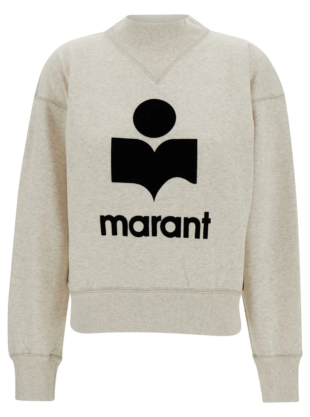 Isabel Marant Etoile Women Beige High Neck Sweatshirt With Contrasting Logo Print In Cotton Blend Wo - 1