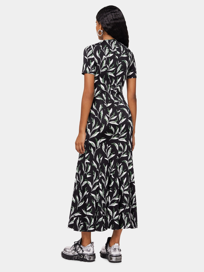 LONG BLACK DRESS WITH THRUSH PRINT 4