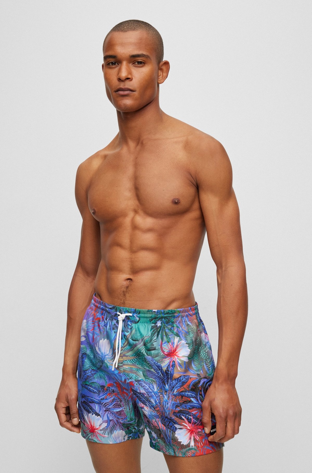 FLORAL-PRINT SWIM SHORTS WITH LOGO DETAIL - 2