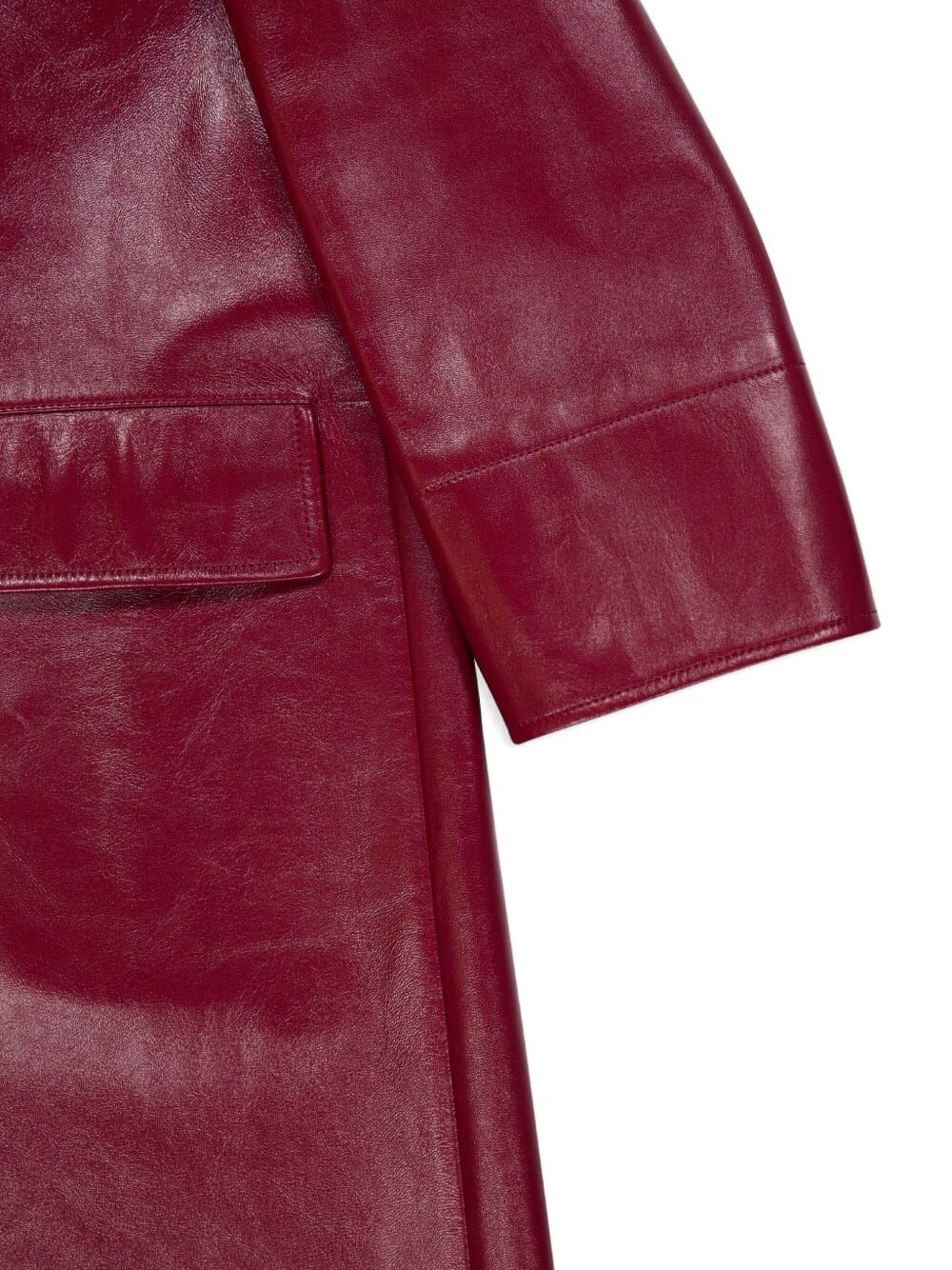 leather double-breasted trench coat - 4