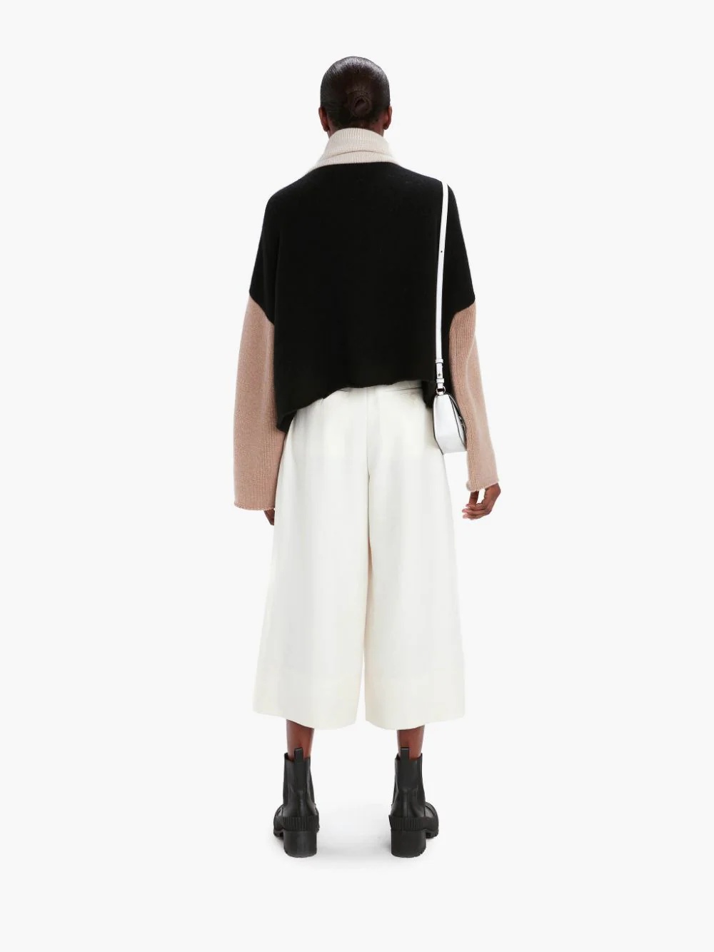 PLEAT FRONT WIDE LEG CROPPED TROUSERS - 3