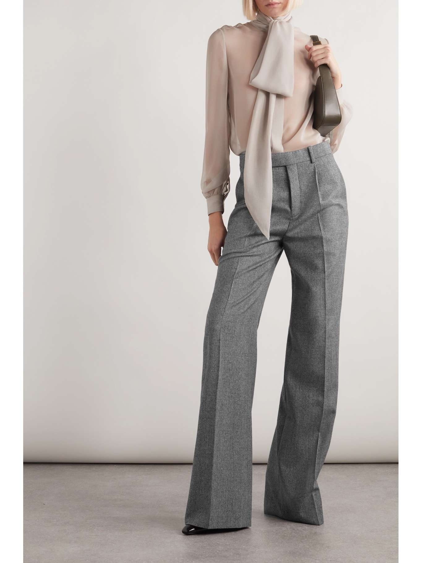 パンツ・ボトムスその他 Saint Laurent Dove Grey Wool Pant SAINT LAURENT Pleated wool wide-leg pants | NET-A-PORTER
