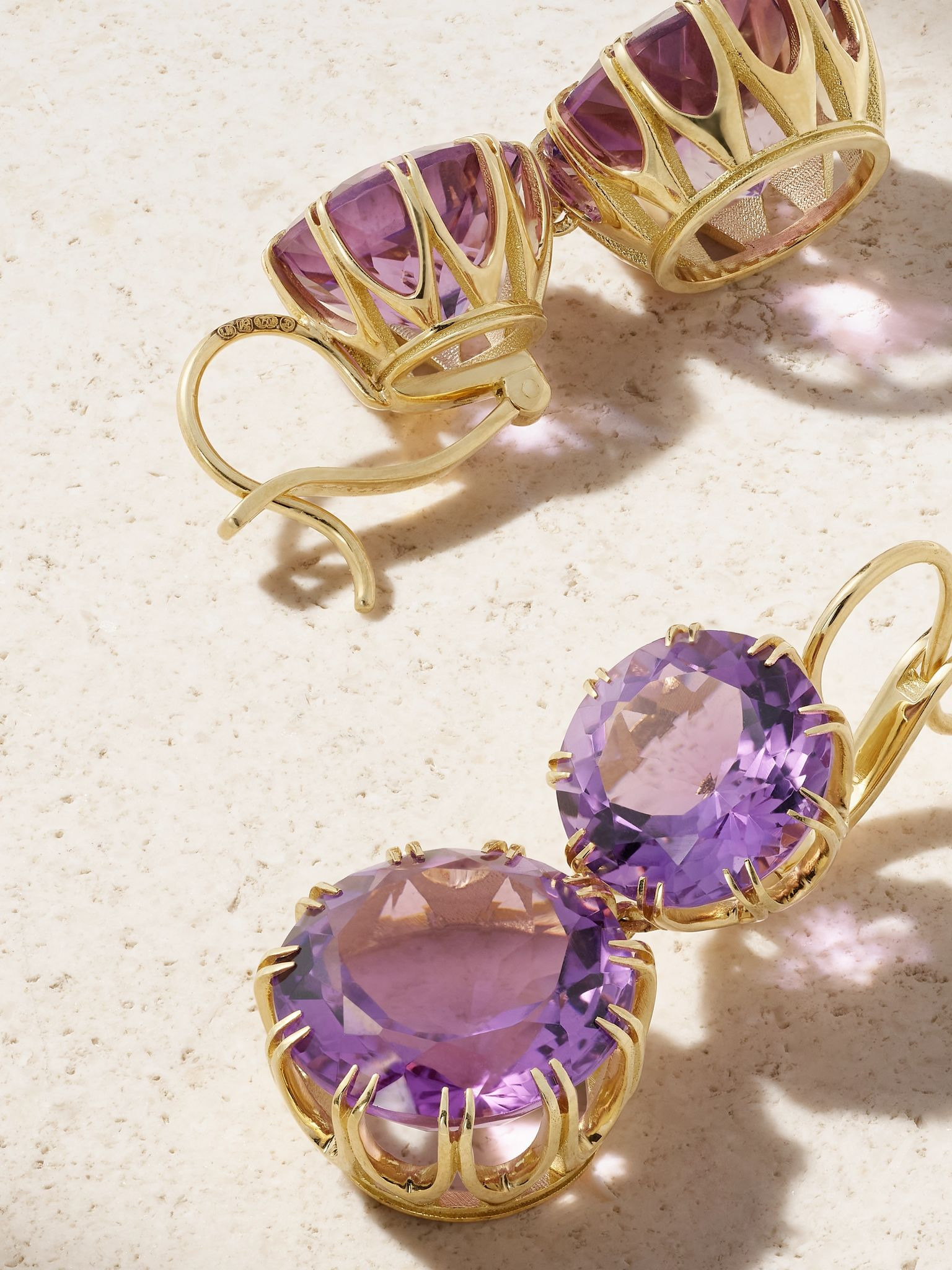 Double Crown 18-karat gold amethyst earrings Gold - 3
