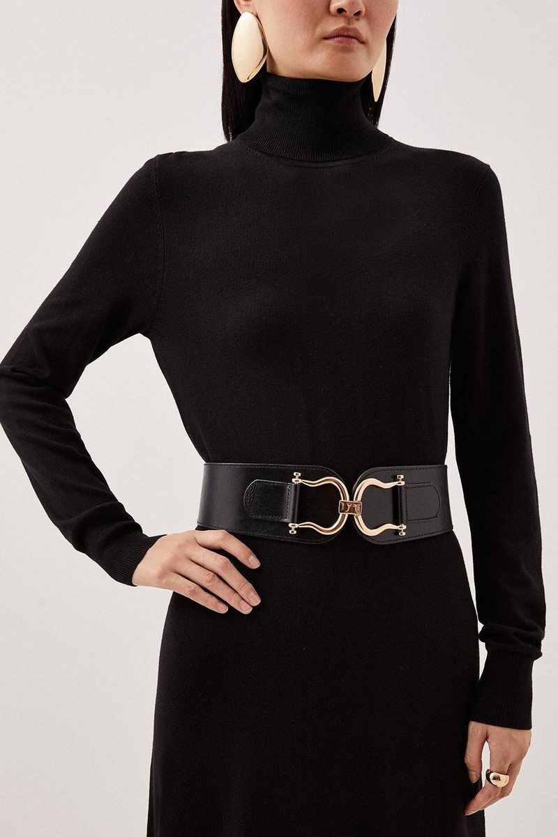 Leather Stretch Wide Waist Belt 1