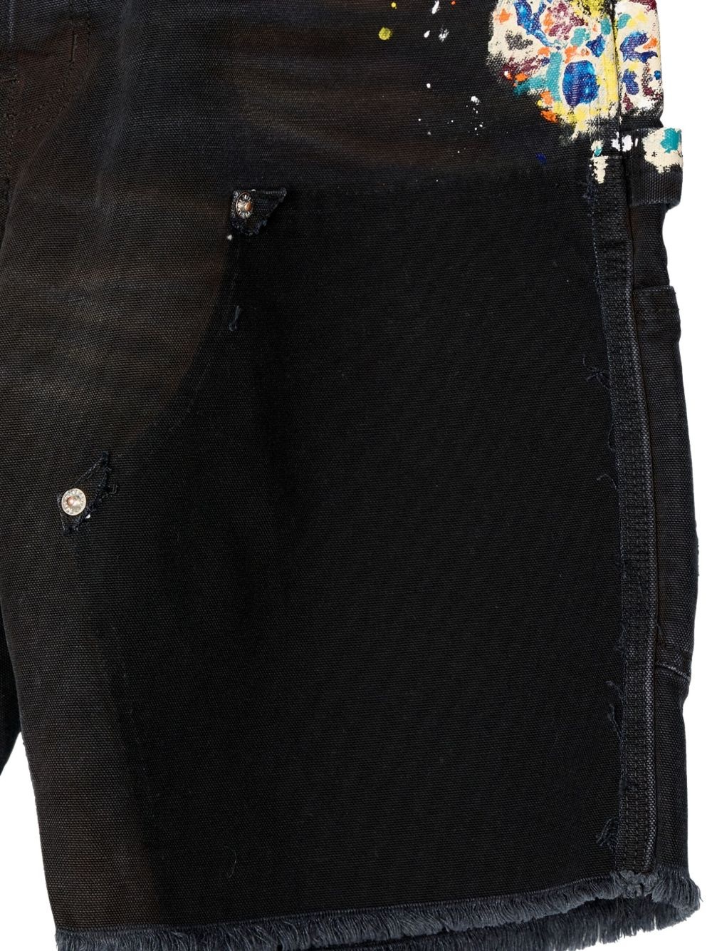 paint-splatter frayed cargo shorts - 4
