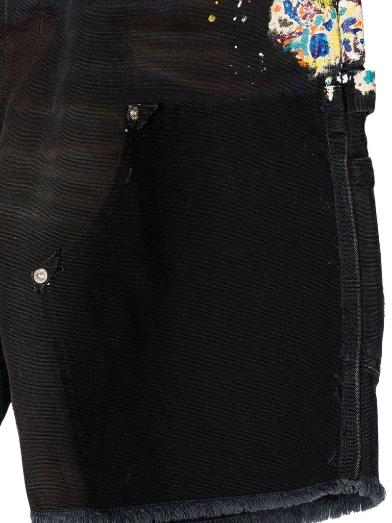 paint-splatter frayed cargo shorts 4