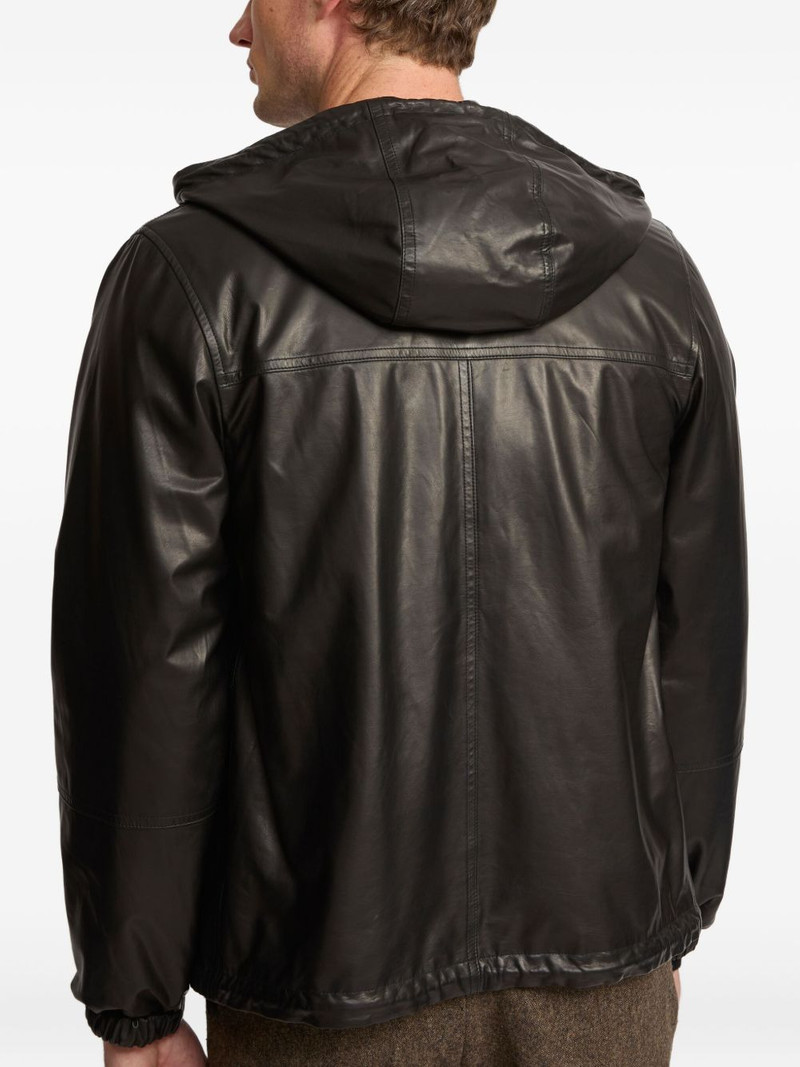 hooded calfskin leather jacket 5