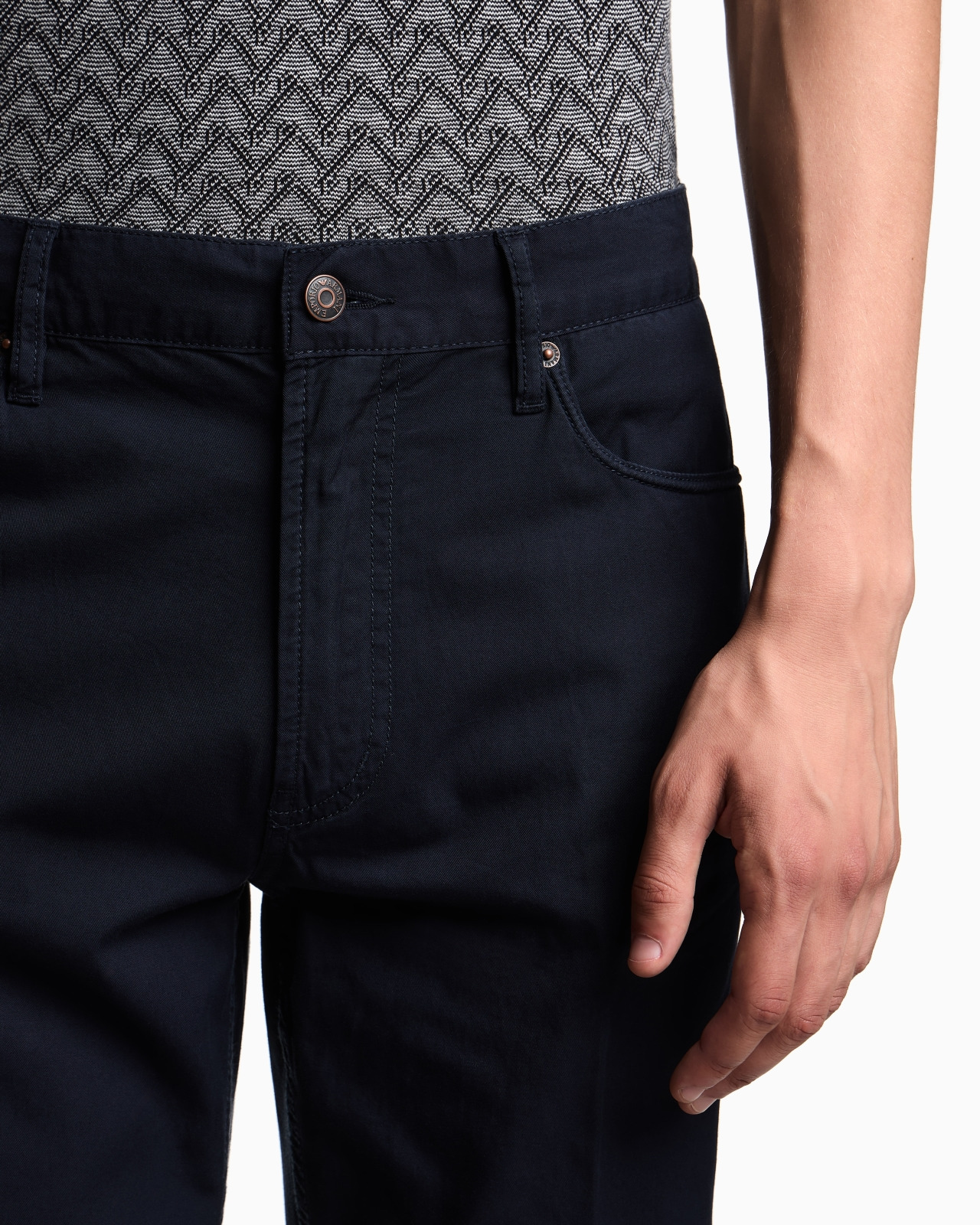 J76 STRAIGHT-FIT FIVE-POCKET WASHED TWILL TROUSERS - 5