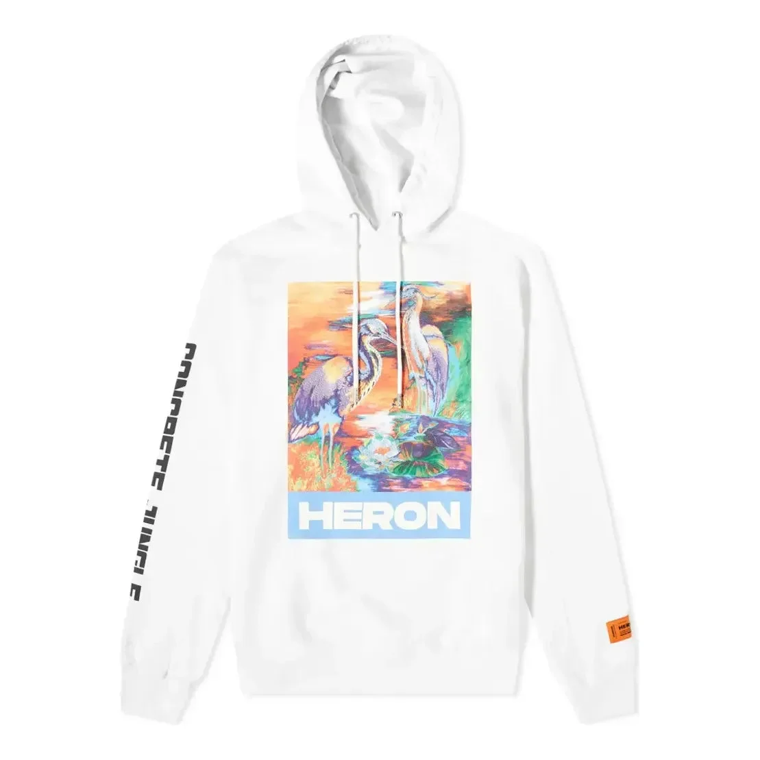 HERON PRESTON Heron Water Colours Print Embroidery Popover Hoodie 'White' HMBB007S208960210188 - 1