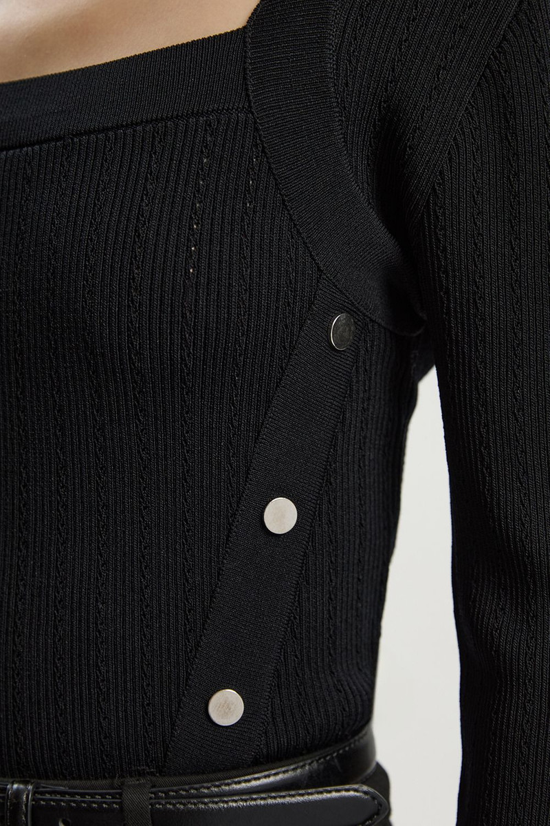 Dome Button Detail Knitted Top 3