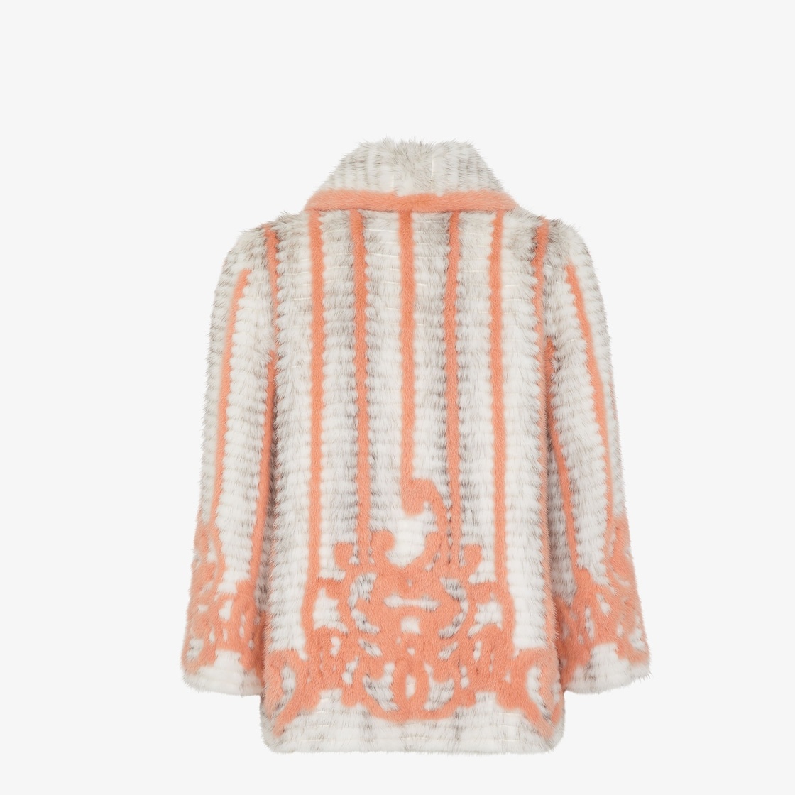Cape with shirt collar. Made of black mink. Decorated with Grille Royal motif in tones of orange. Ma - 2