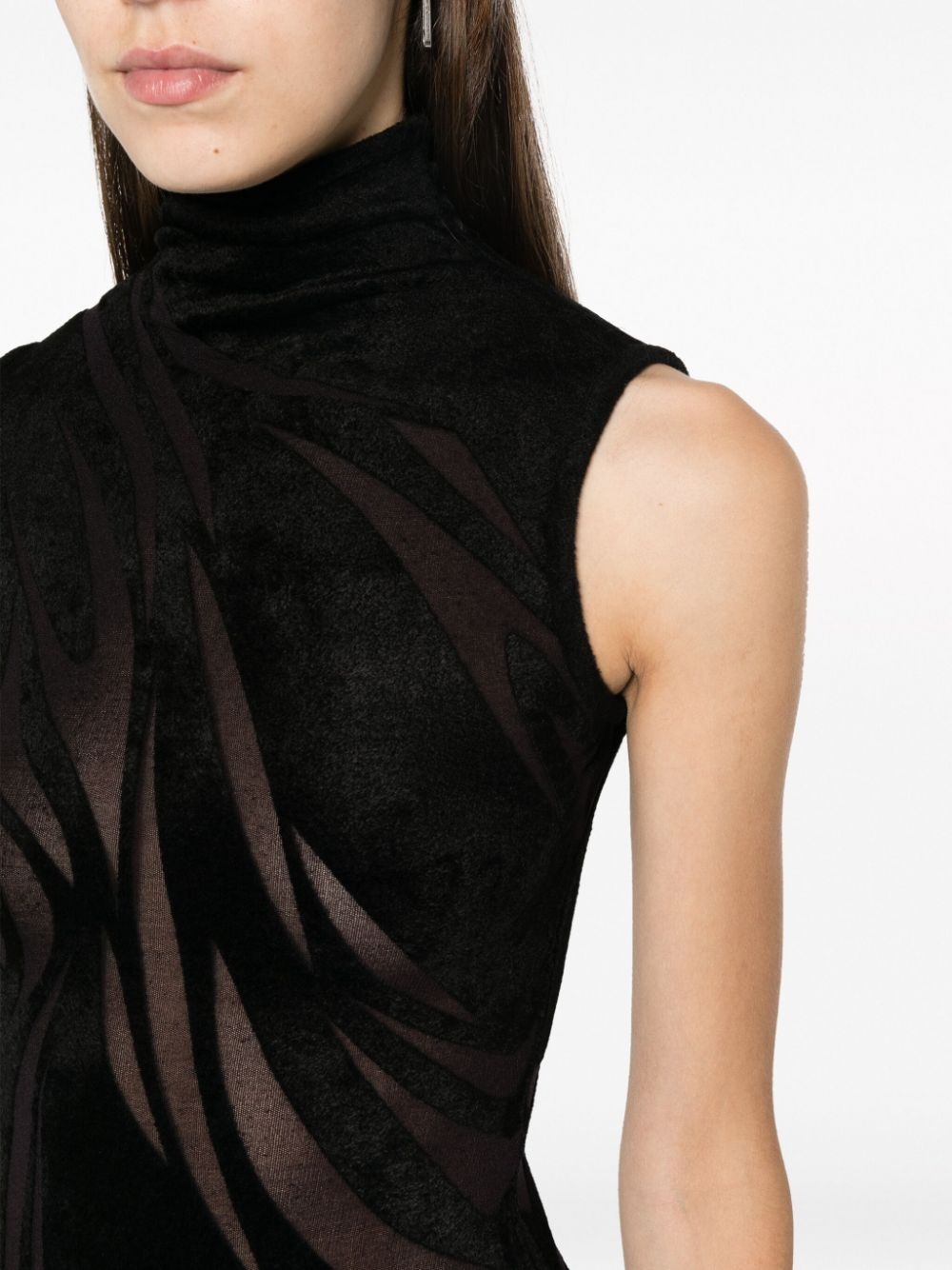 sheer-pattern high-neck dress - 5