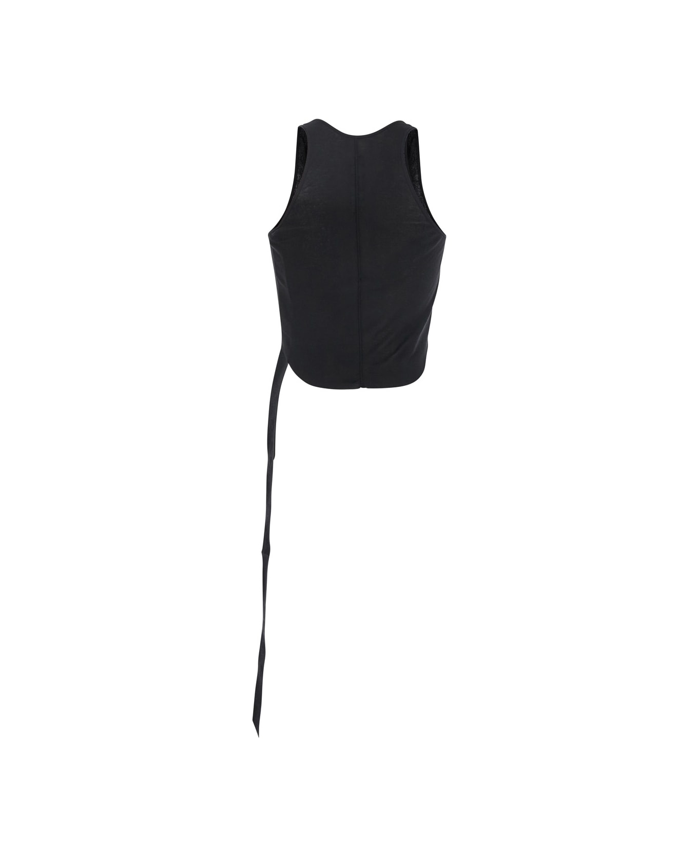 Black Racerback Top With Oversize Band In Cotton Man - 2