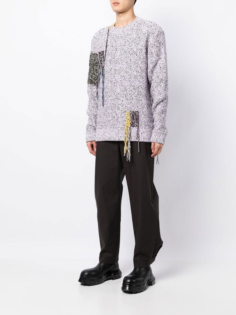 fringed marl-knit jumper - 3