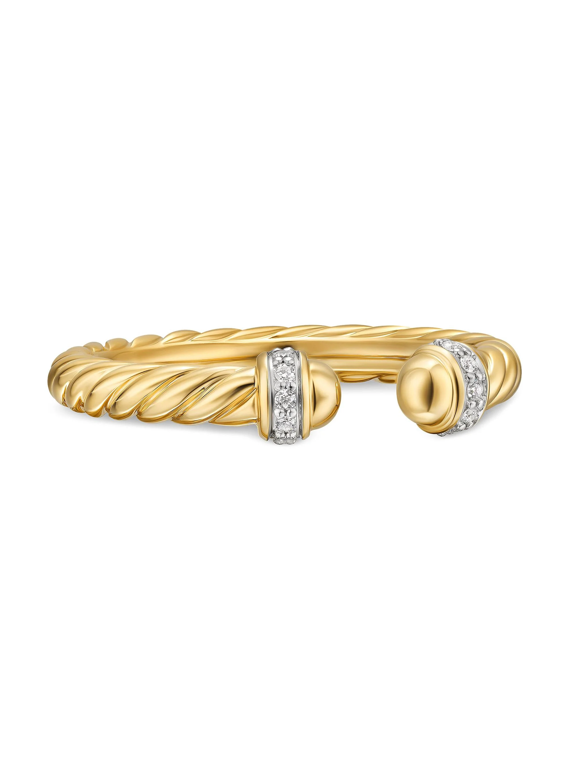 Women's Cable Band Open Ring in 18K Yellow Gold - Diamond - 1