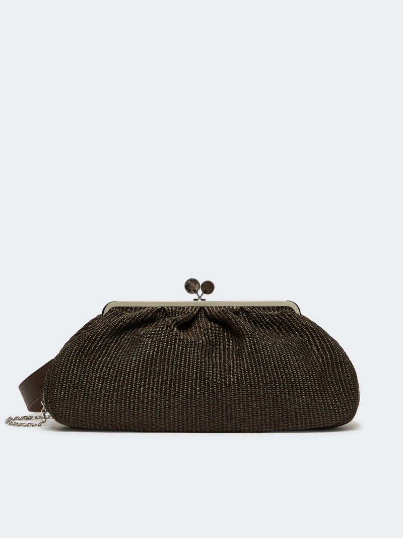 NABARRO Large raffia-effect Pasticcino bag - DARK BROWN 1