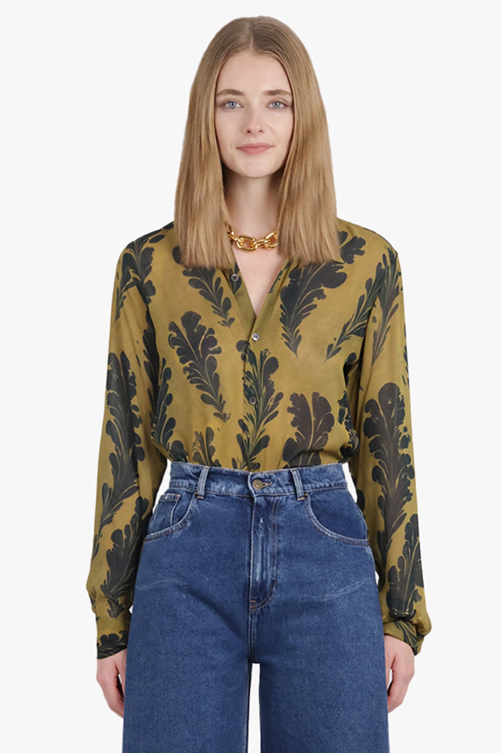 CELDON FLORAL PRINT SHIRT | OCRA/BLACK - 2