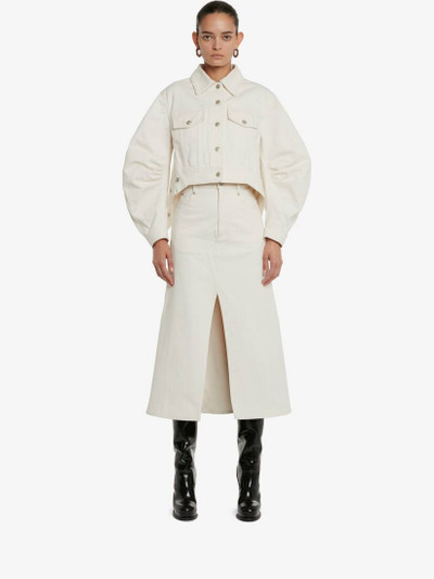Alexander McQueen Women's Slashed Denim Skirt in Ivory outlook