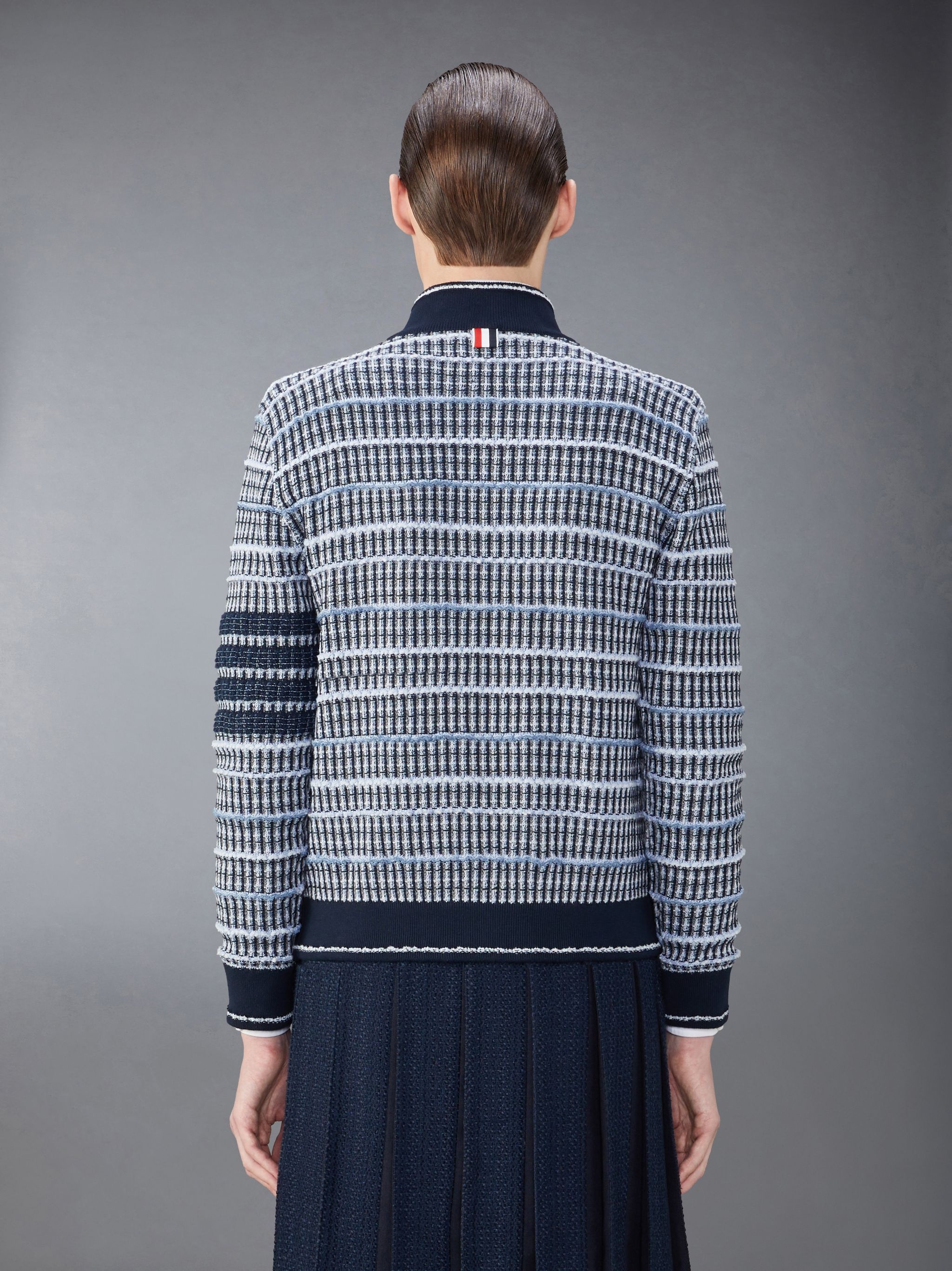 crew-neck tweed bomber jacket - 2