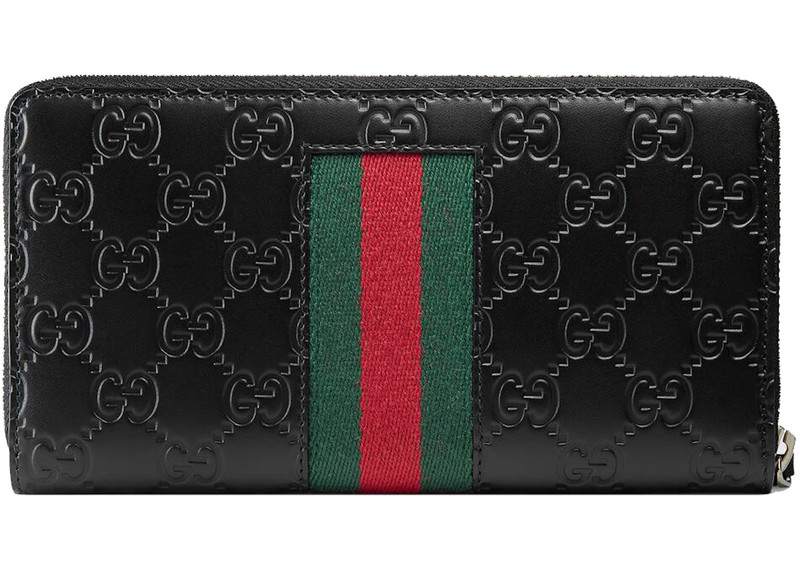 GUCCI Gucci Signature Web Zip Around Wallet Black outlook