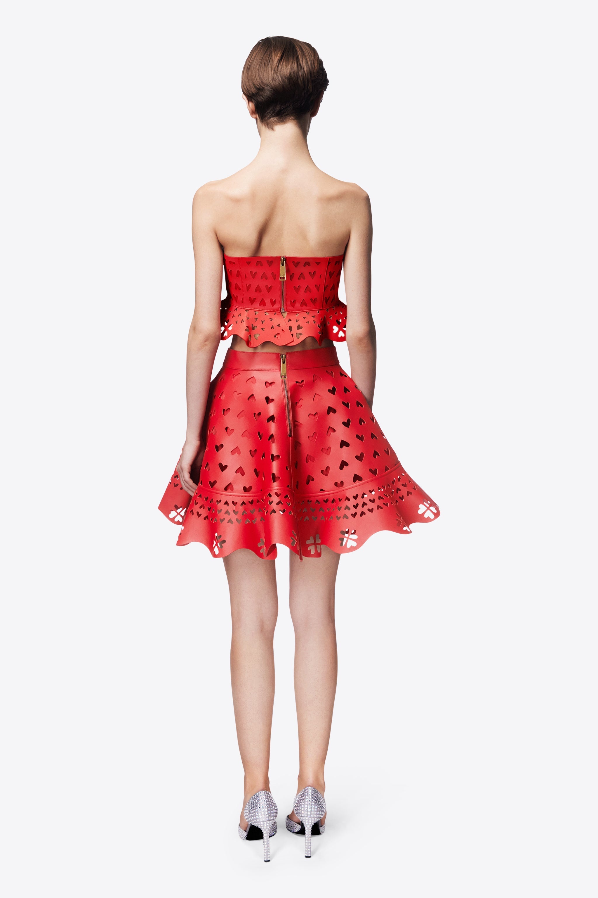LASER-CUT LEATHER HEART MINI SKIRT - 5