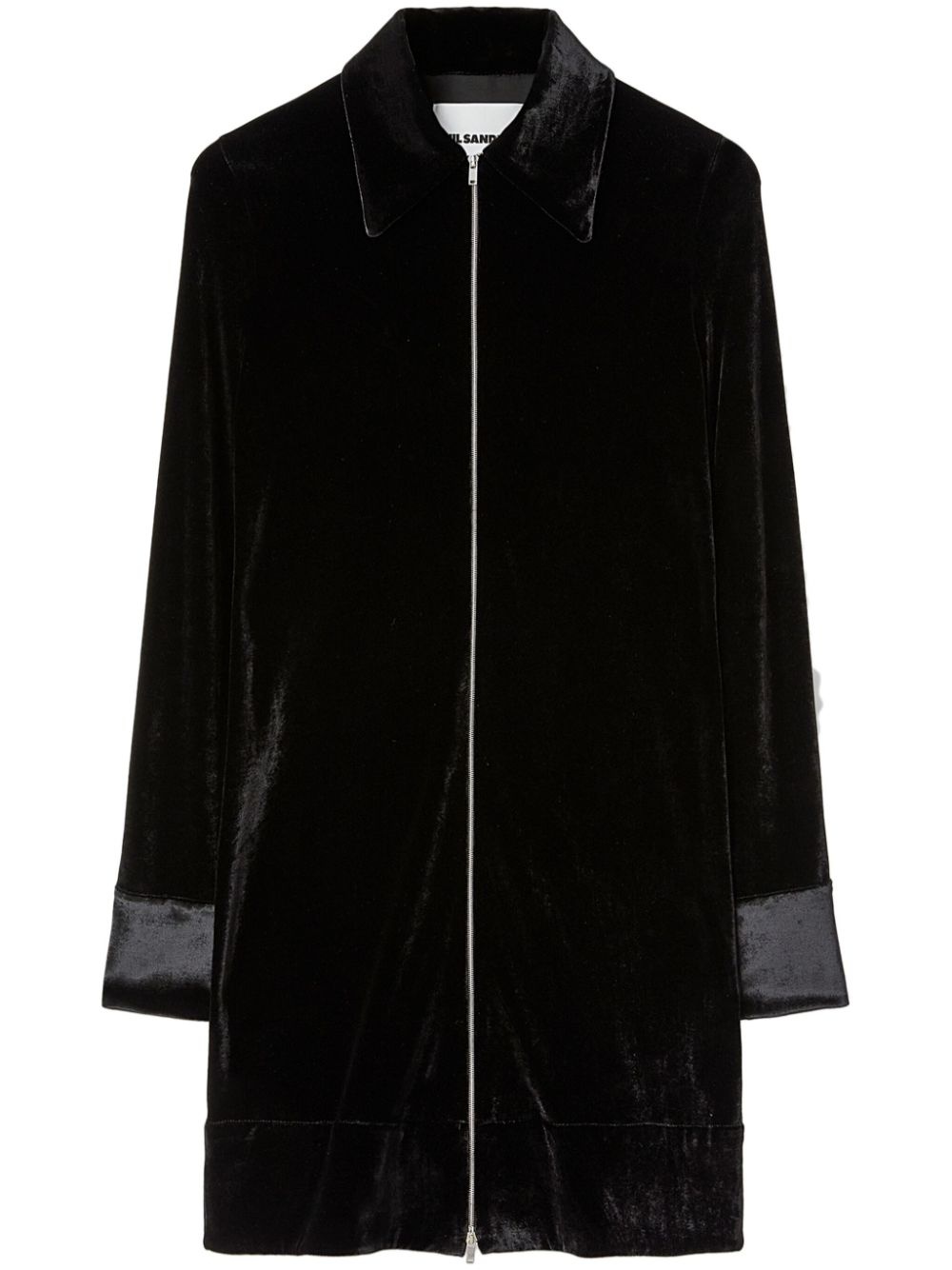 zip-up velvet shirtdress - 1