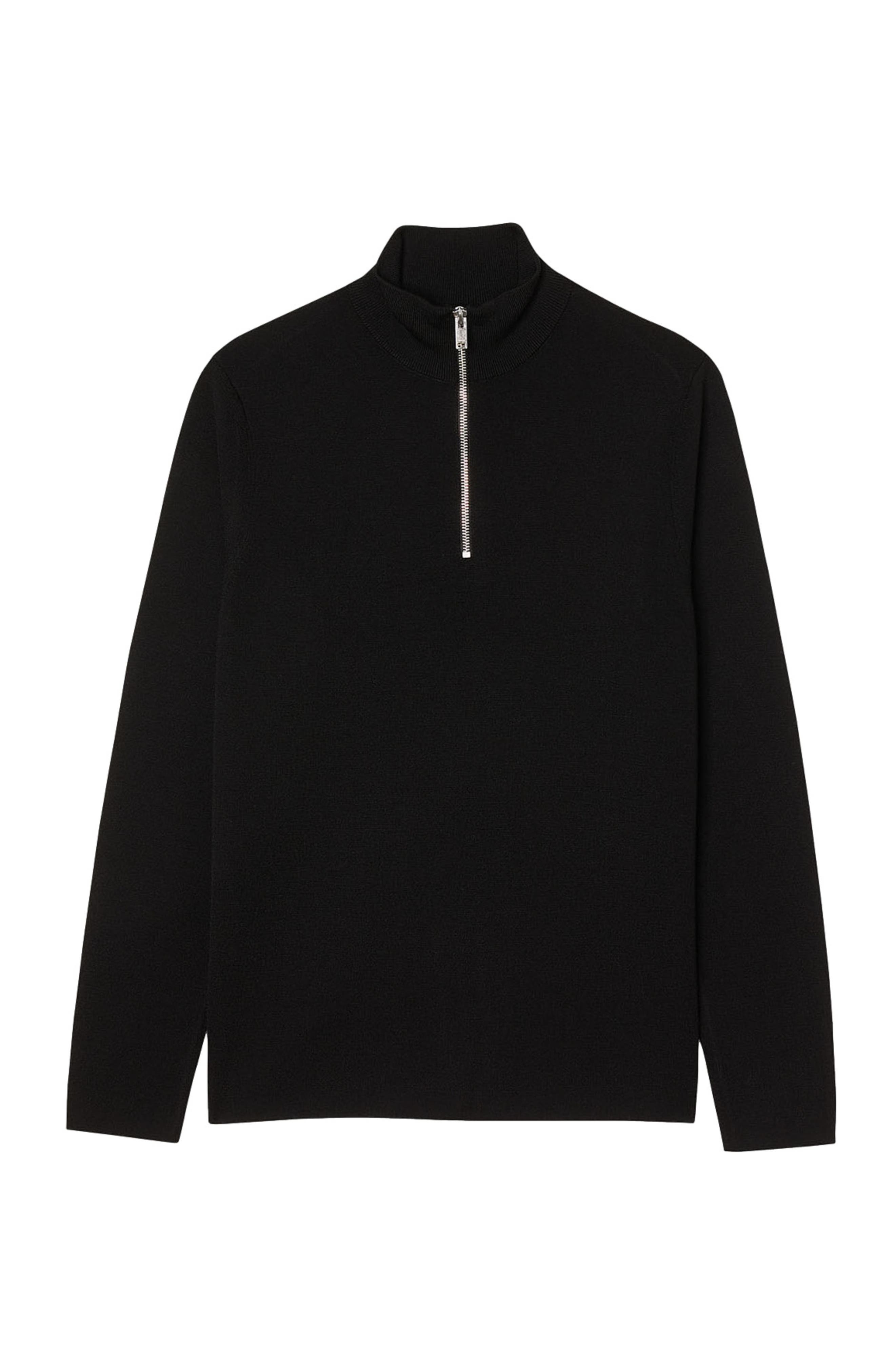 SANDRO Half Zip Wool Sweater in Carbon Black at Nordstrom - 6