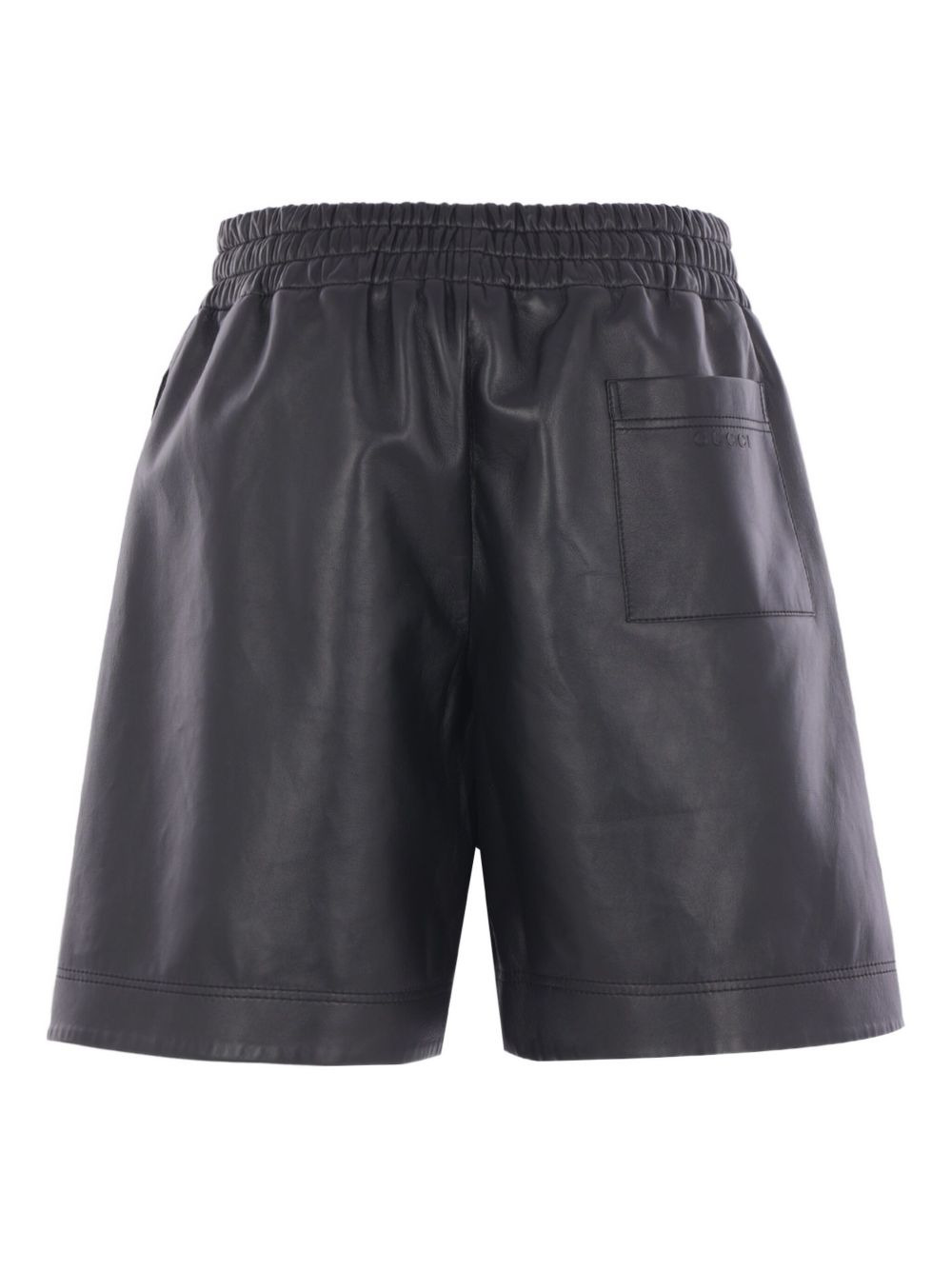 elasticated-waistband leather shorts - 2