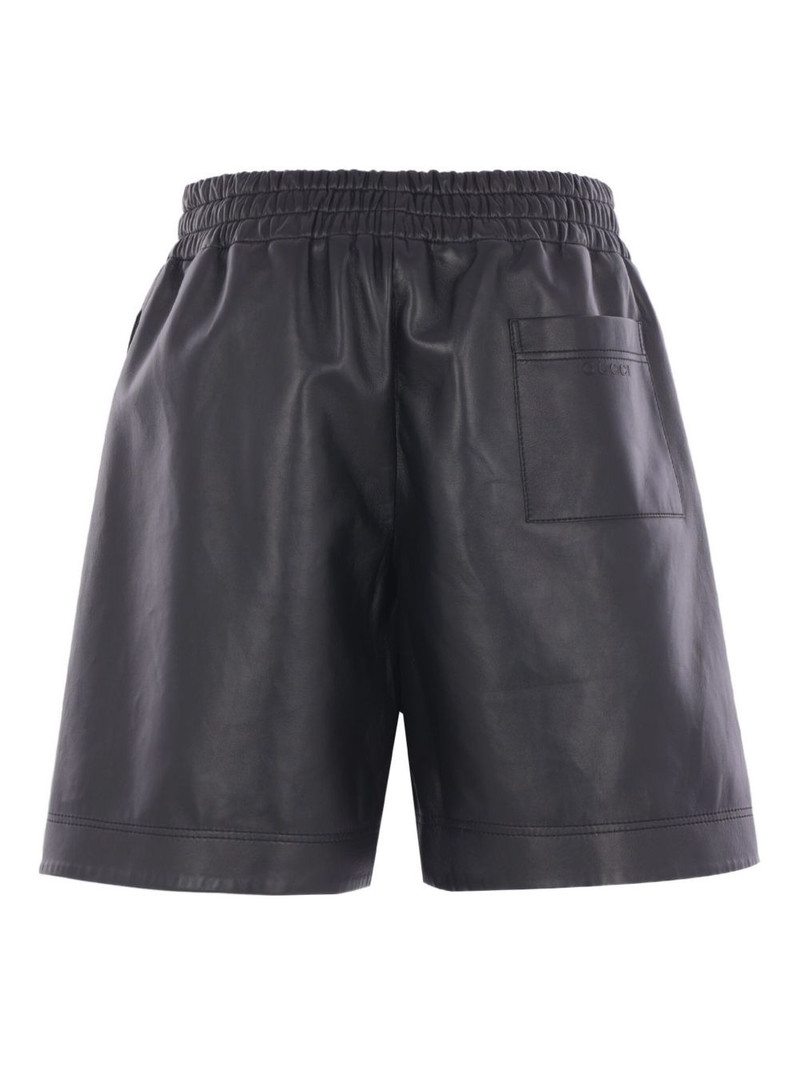 GUCCI elasticated-waistband leather shorts outlook