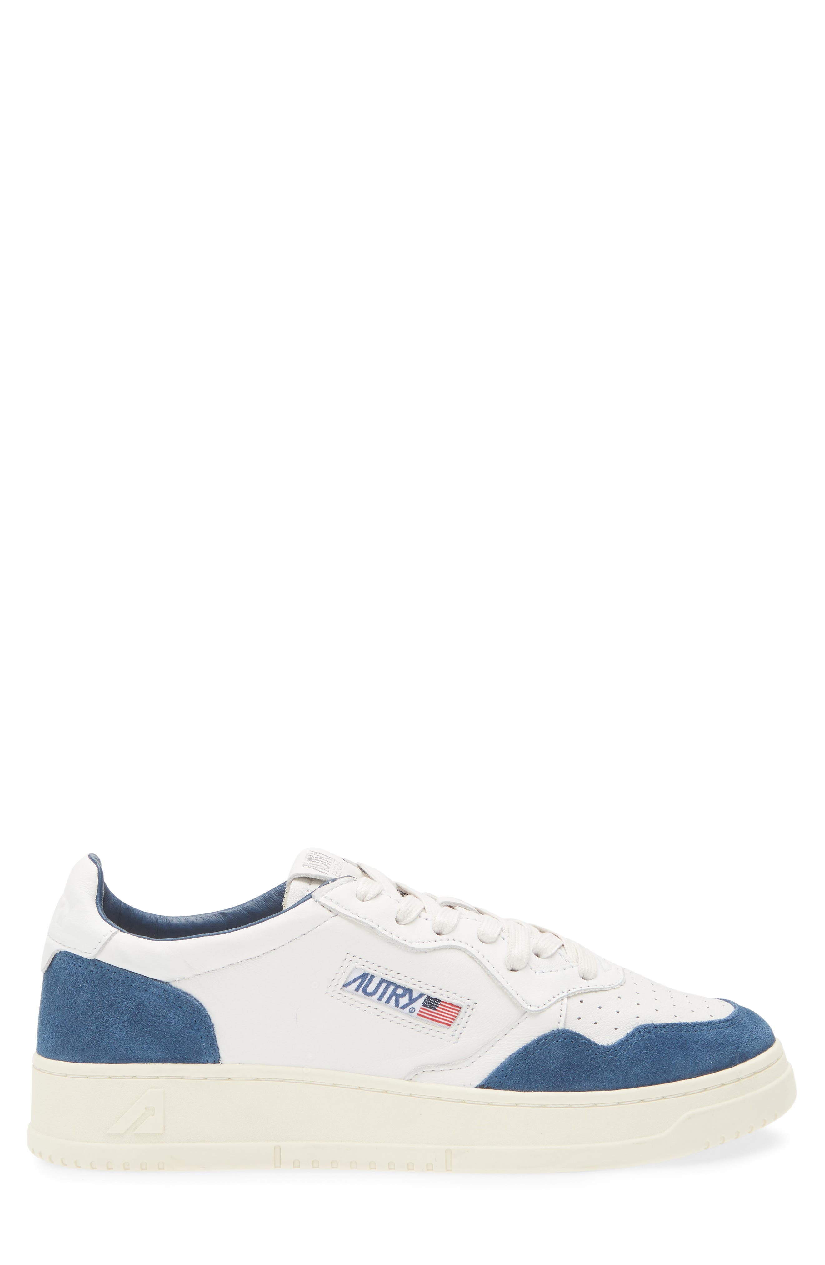 AUTRY Medalist Low Sneaker in Goat/Suede Wht/Capri at Nordstrom - 3