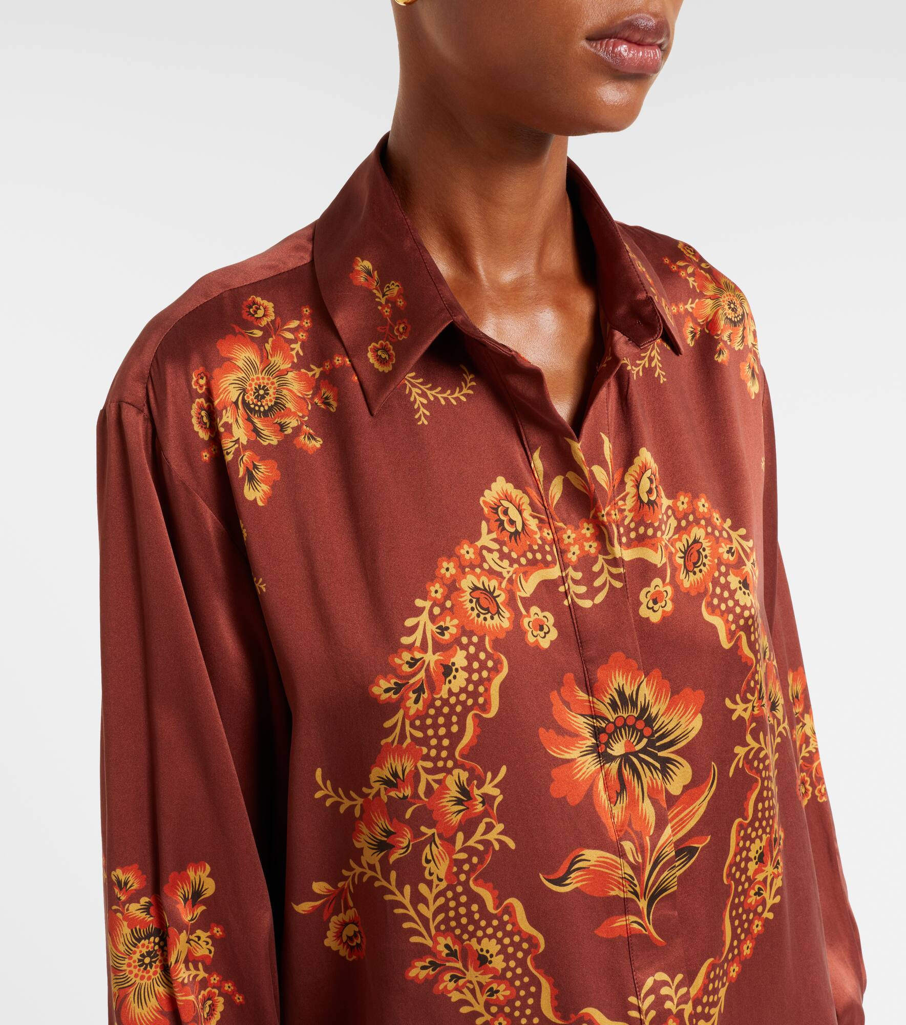 Seraphina printed silk satin shirt - 4