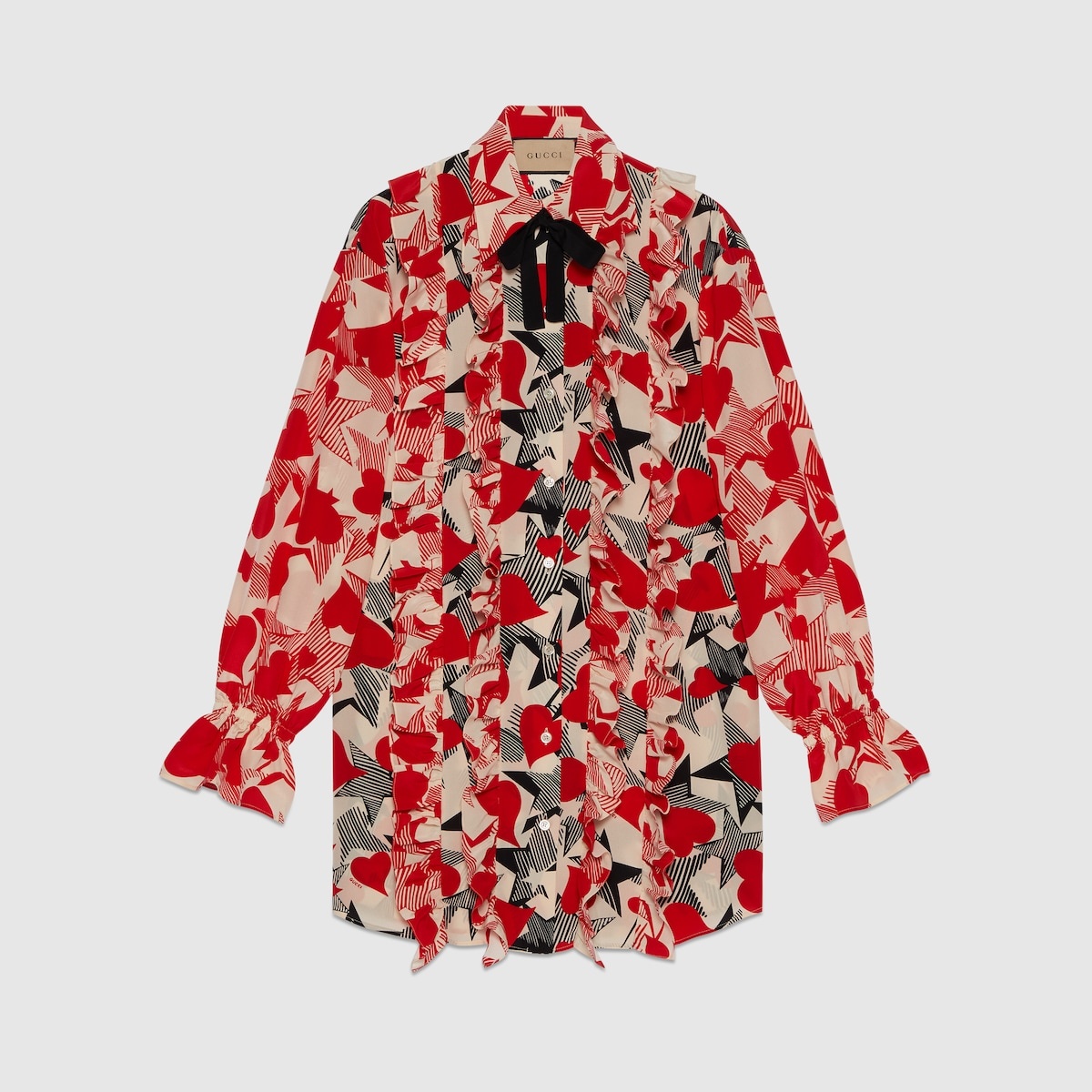 Stars and hearts print cotton shirt - 1