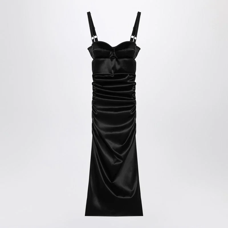 Dolce&Gabbana Draped Black Dress With Bra Detail Women - 1