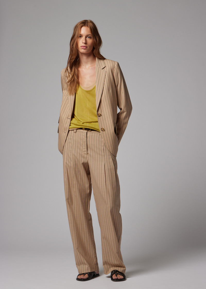 Women's Sand Brown Stripe Wool Two-Piece Suit 4