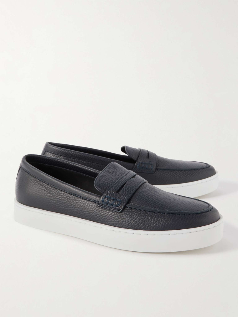 Ellis Textured-Leather Slip-On Sneakers 4