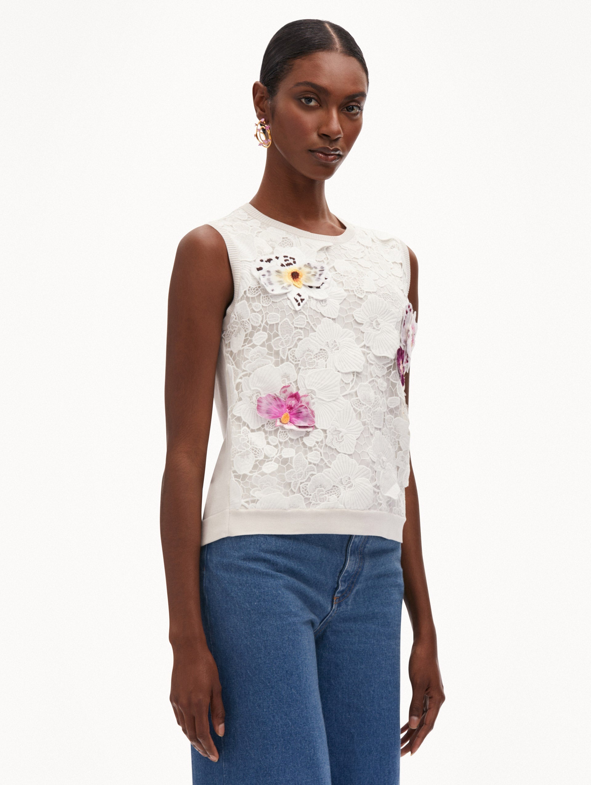 ORCHID THREADWORK INSET TANK - 5