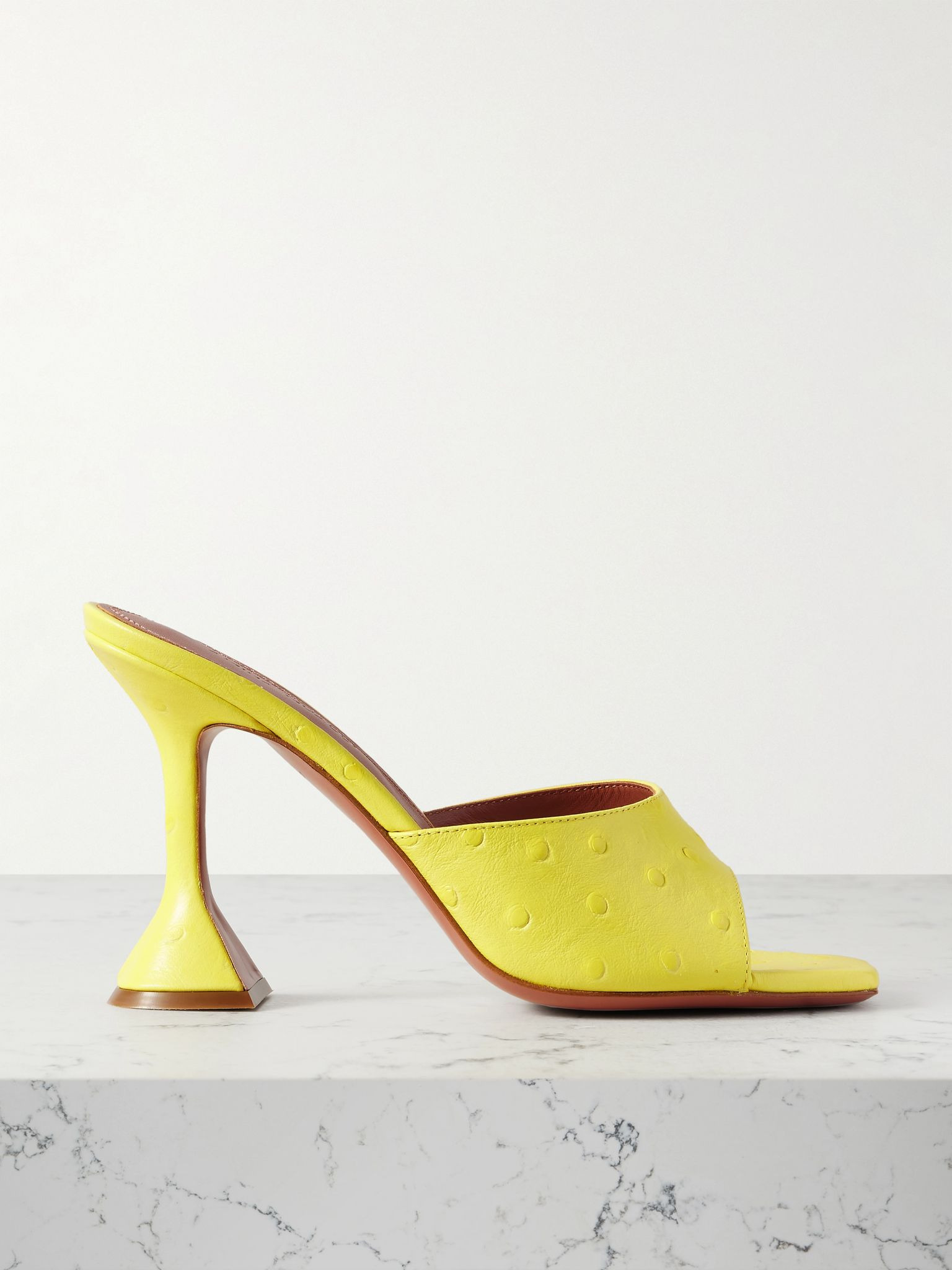 Lupita ostrich-effect leather mules Yellow - 1