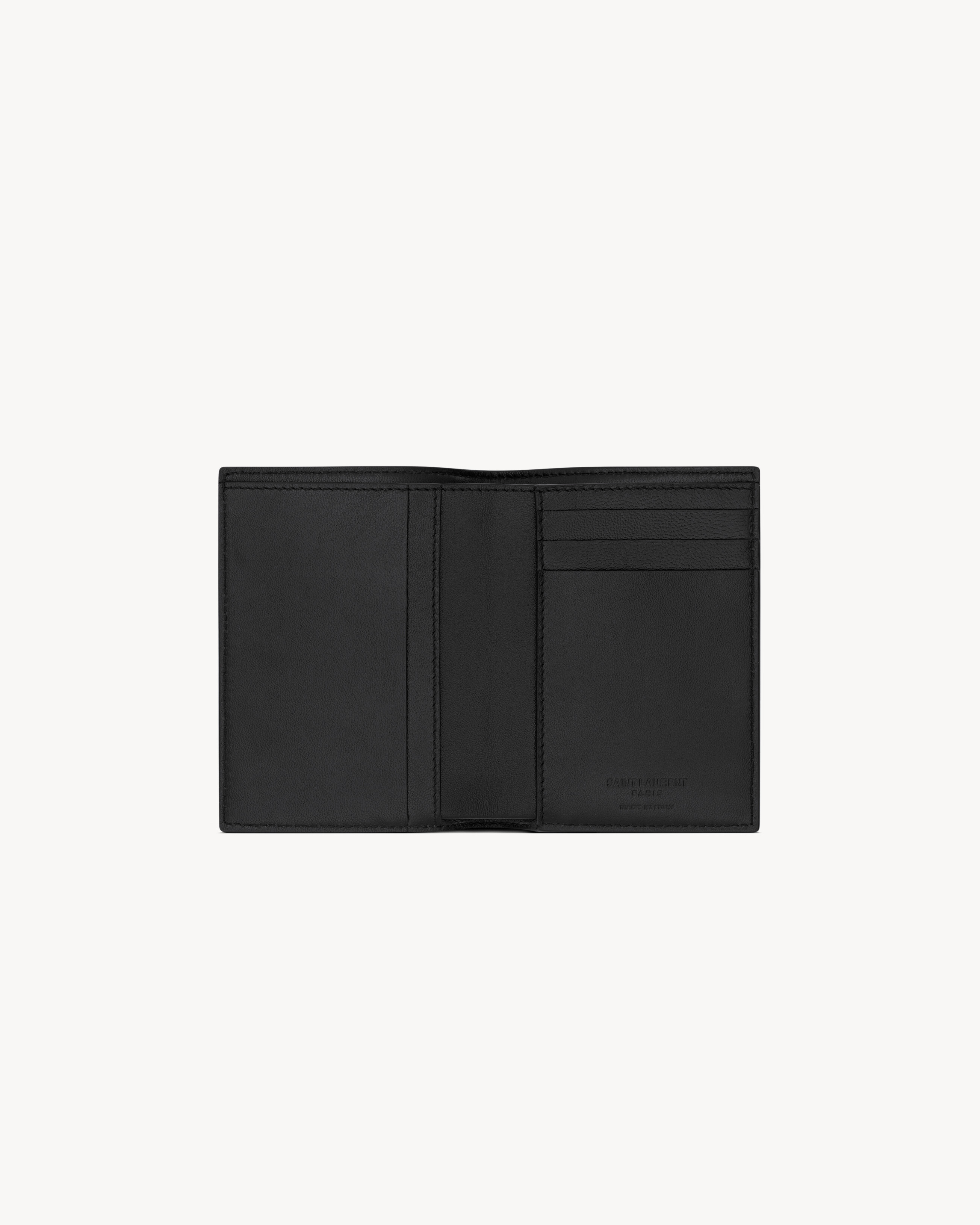 SAINT LAURENT PARIS CREDIT CARD WALLET IN COATED BARK LEATHER - 4