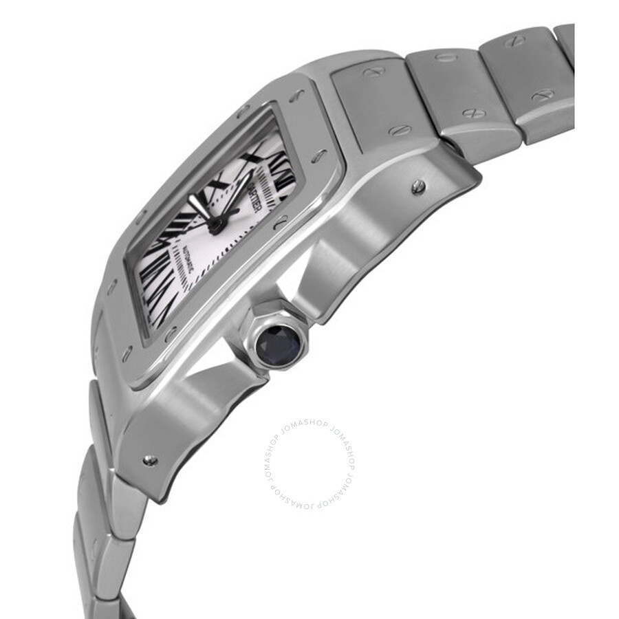 Pre-owned Cartier Santos 100 Silvered opaline dial Dial Men's Watch W200737G - 2