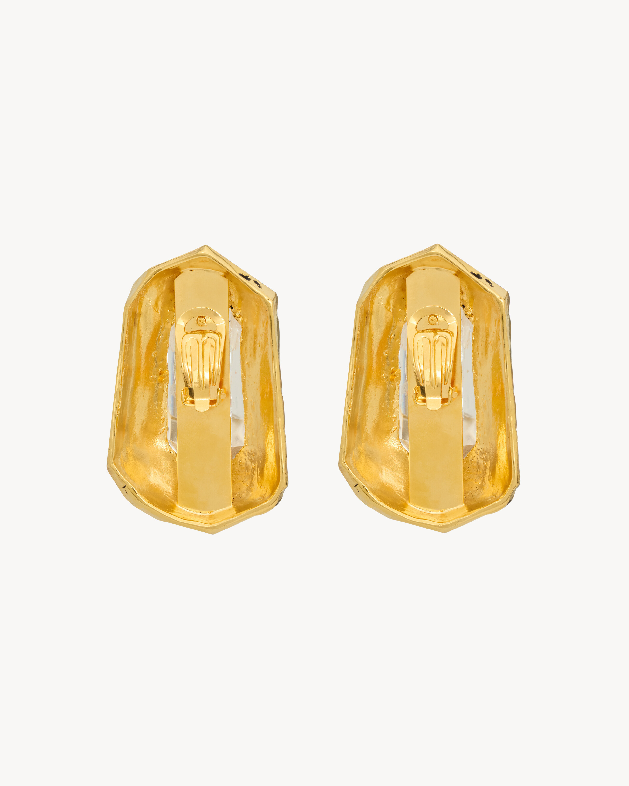 PITTED EARRINGS IN CRYSTAL ROCK AND METAL - 2