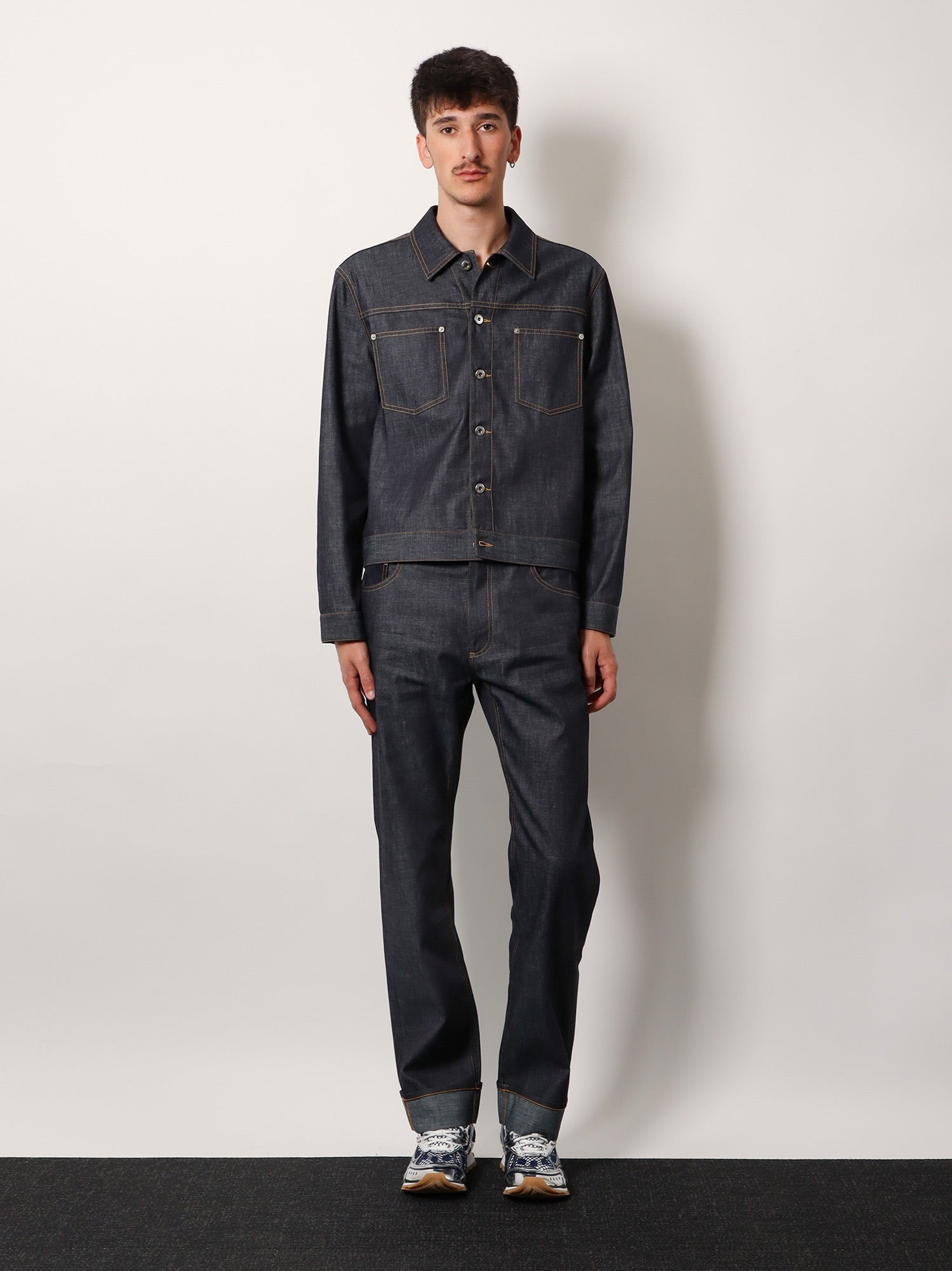 Bottega Veneta Men Indigo Wide Leg Jeans With Turn Ups - 2