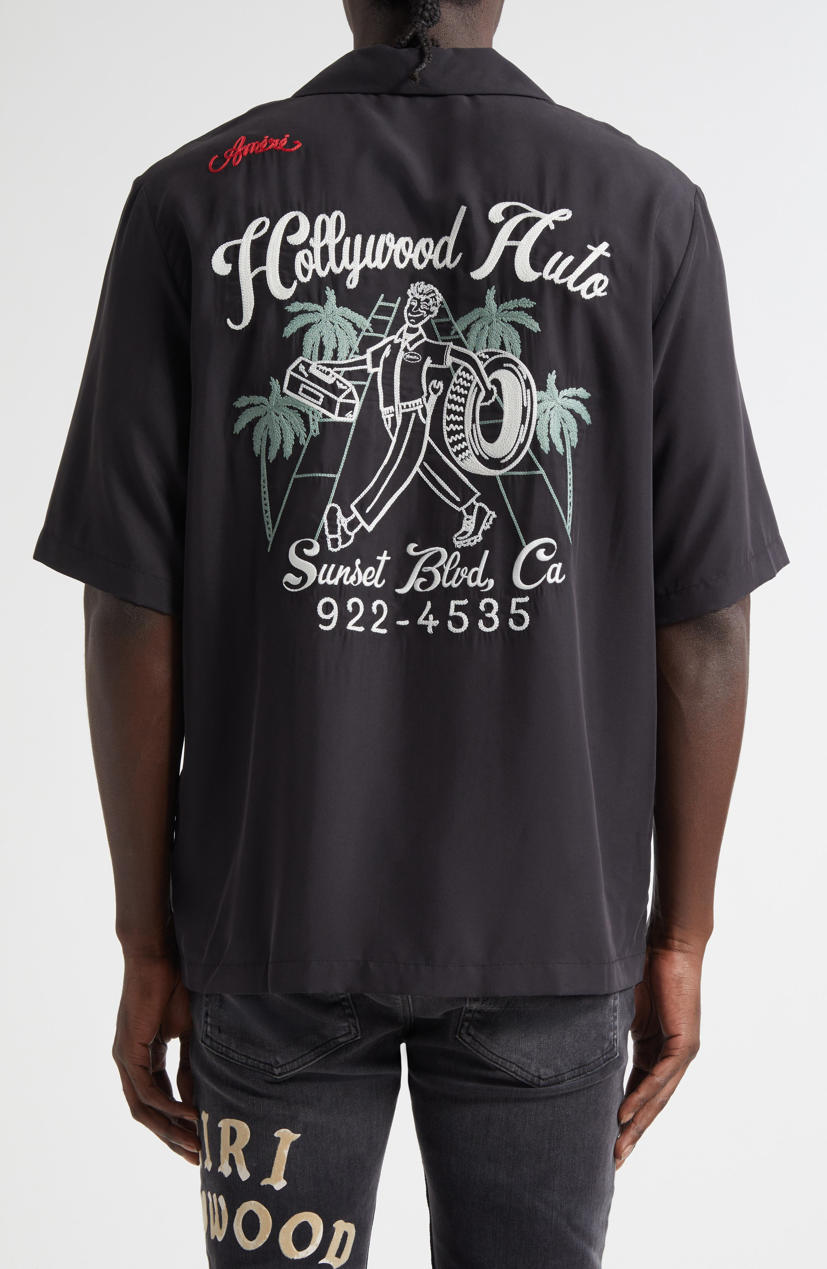 AMIRI Hollywood Auto Bowling Shirt in Black at Nordstrom - 3