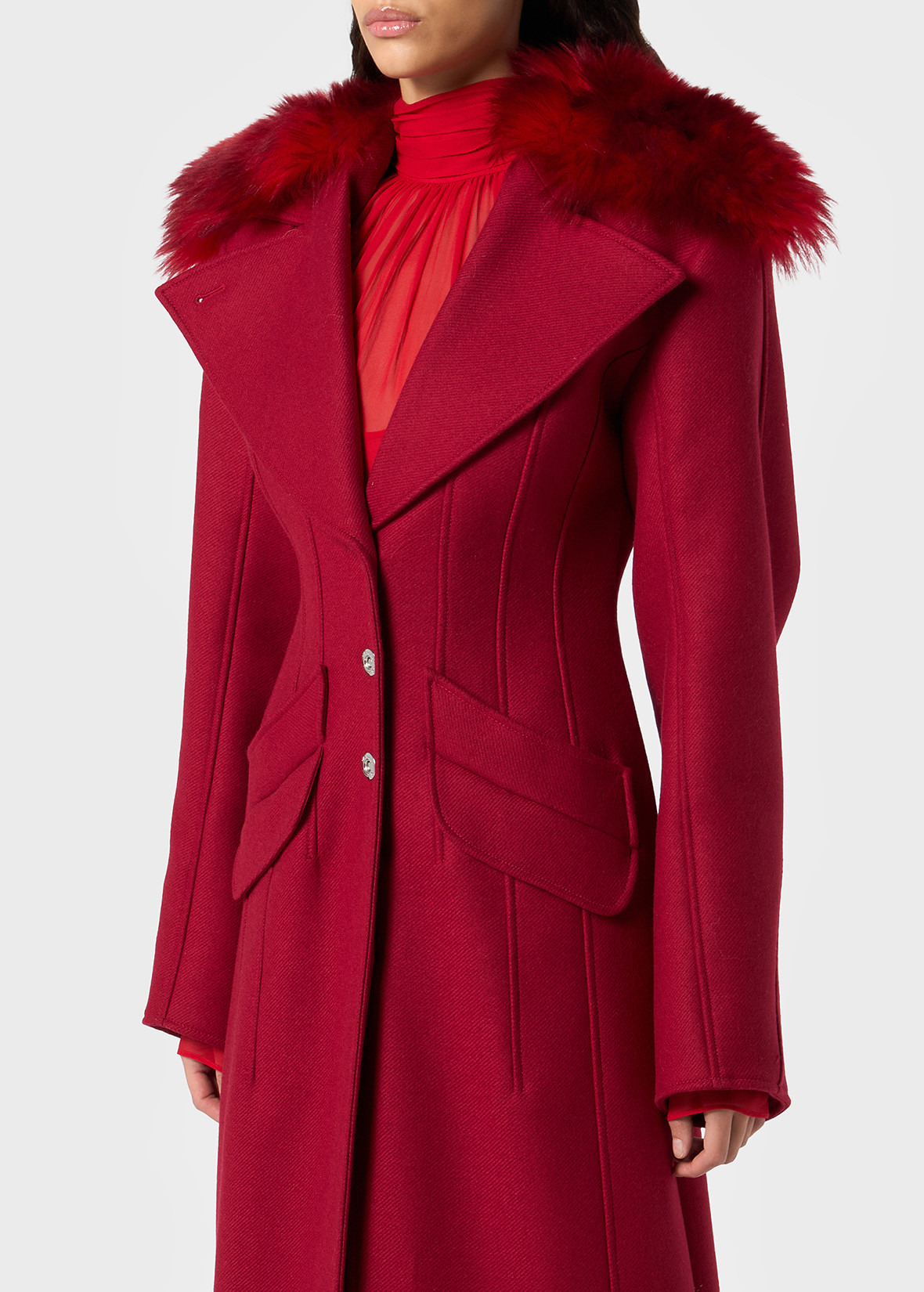 WOOL COAT WITH FUR - 5